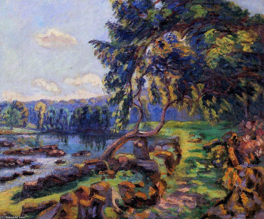 Oil painting Armand-Guillaumin-Rapids-at-Genetin impression view handmade canvas