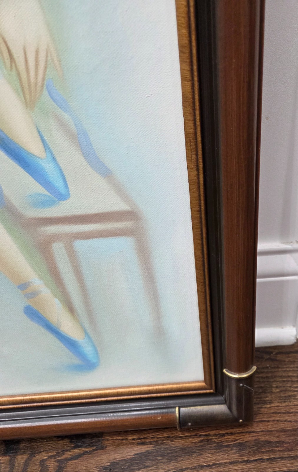 Ballet Dancer Original Framed 1980s Ballerina Oil Painting by Artist Don Larson