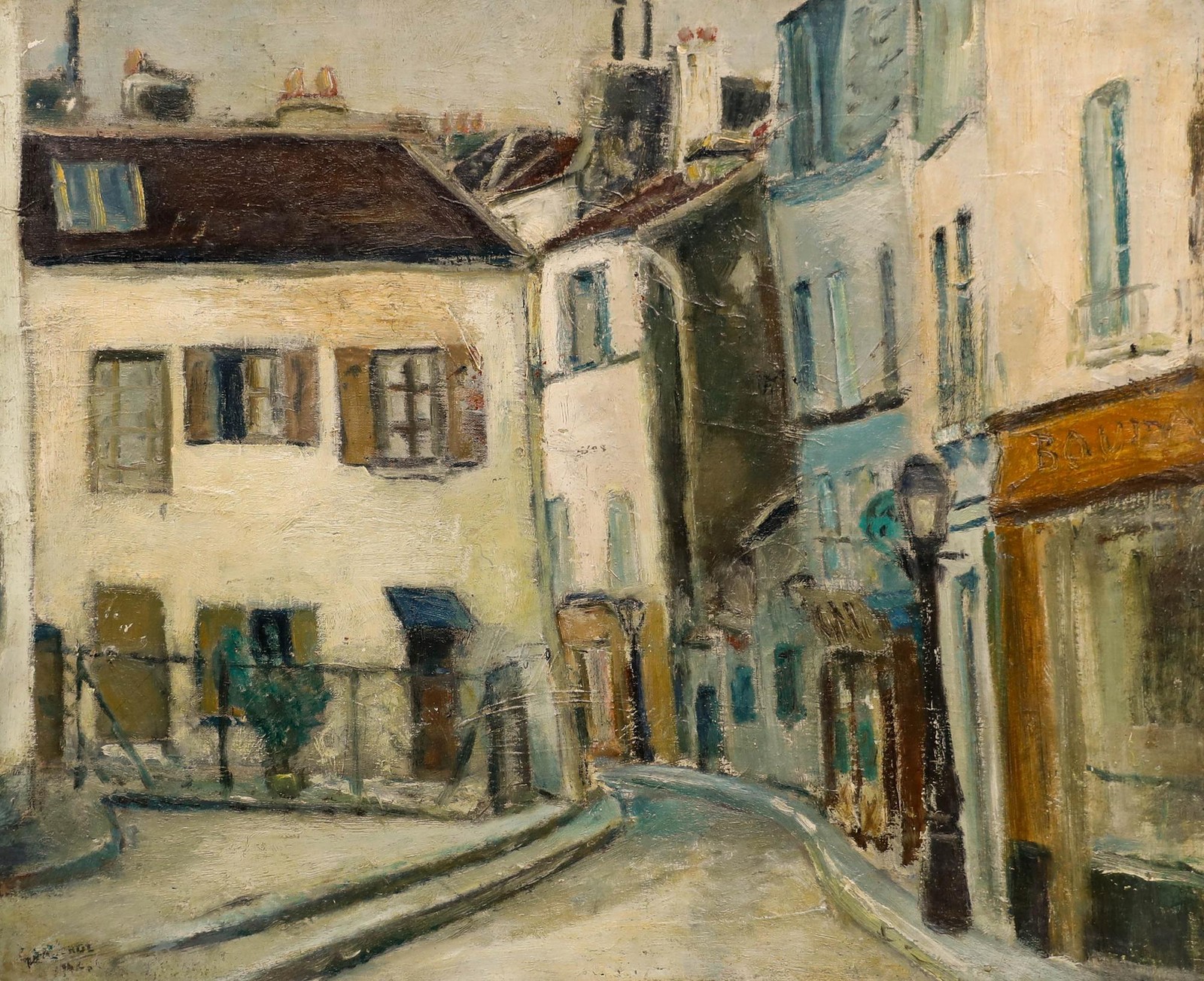 Gabriel Dauchot (1927-2003) – Framed Oil, Rue Norvins in Montmartre