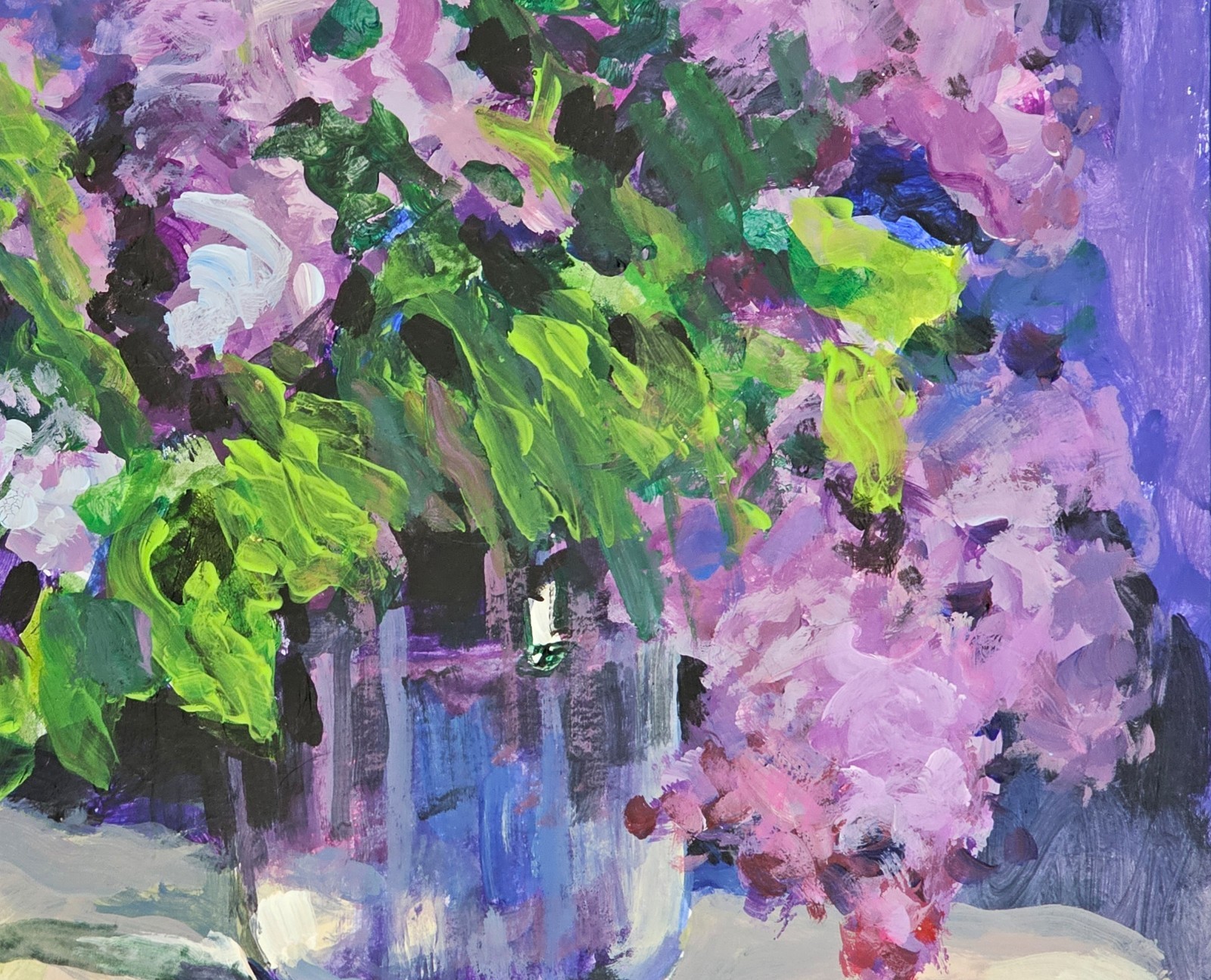 Oil painting Lilac Bouquet Ukrainian painter canvas Unframed original still life
