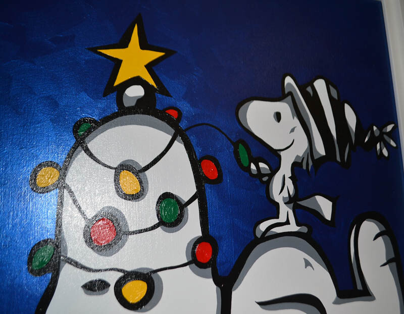 Rare «SNOOPY LIGHTS» Painting, Signed ALLISON LEFCORT Art, Frame, Park West COA