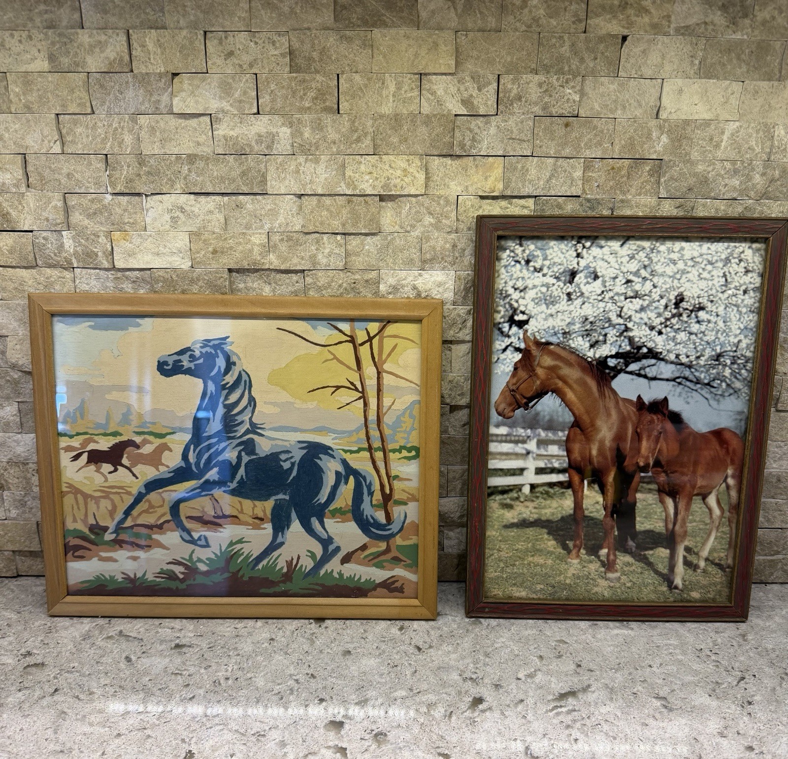 MCM Set of 2 Paint By Number Horse Painting And MCM Horse / Colt Picture