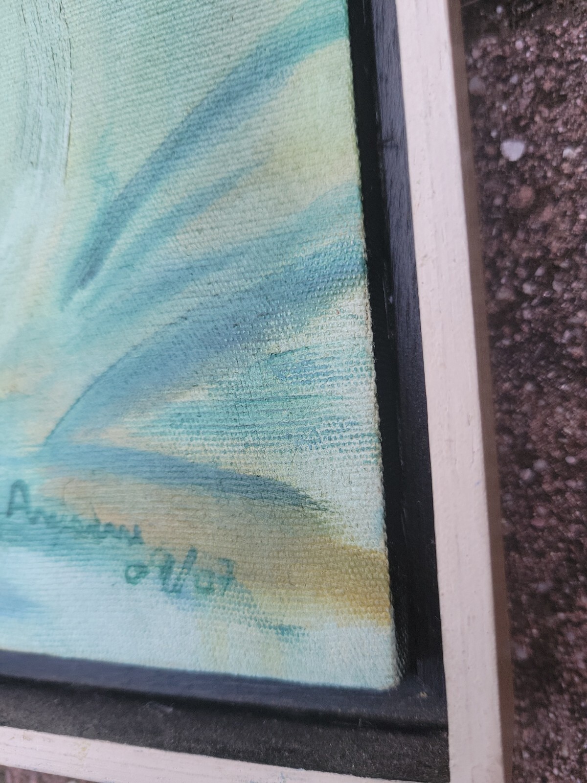 Hydrangeas Original Painting Acrylic On Canvas Floating Frame 13×9