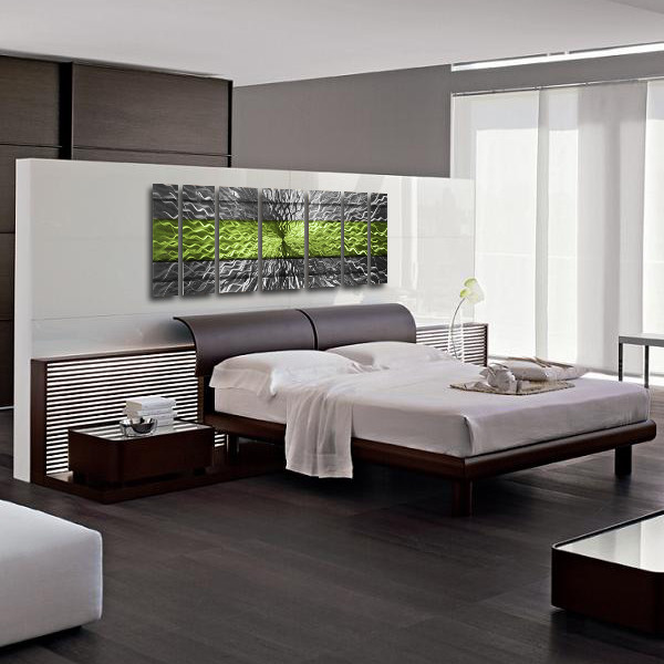 Green Modern Contemporary Metal Wall Sculpture Big Art Work Painting Home Decor