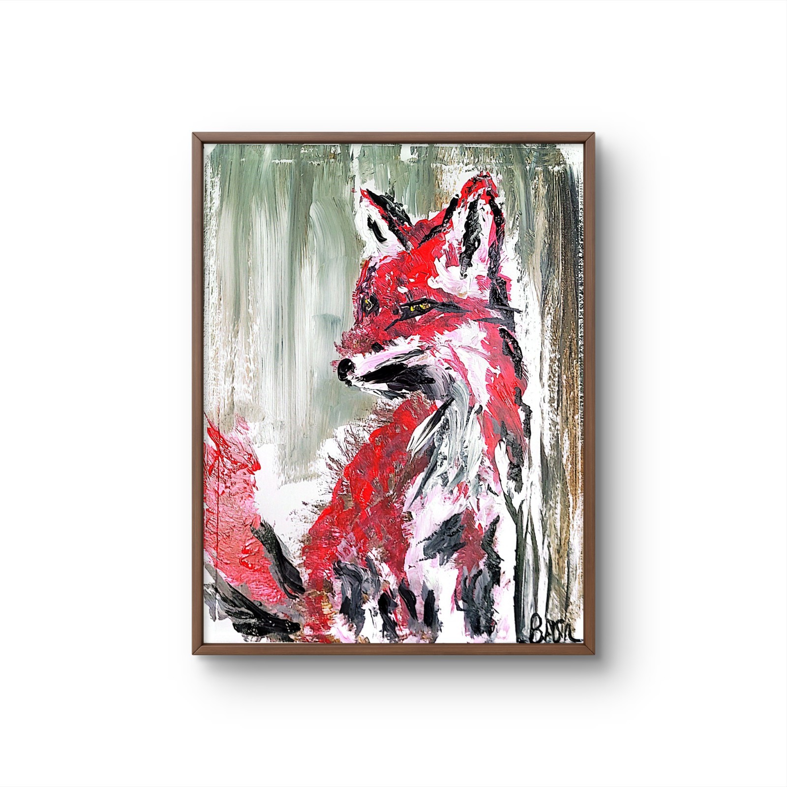 Fox Unique Abstract Expressionism Wall Art Canvas Board 11×14
