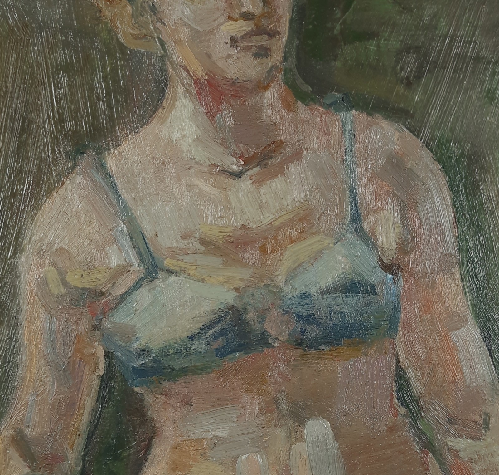 1977 Female Tennis Player Oil Painting Vintage Sports Portrait Art Sokolova