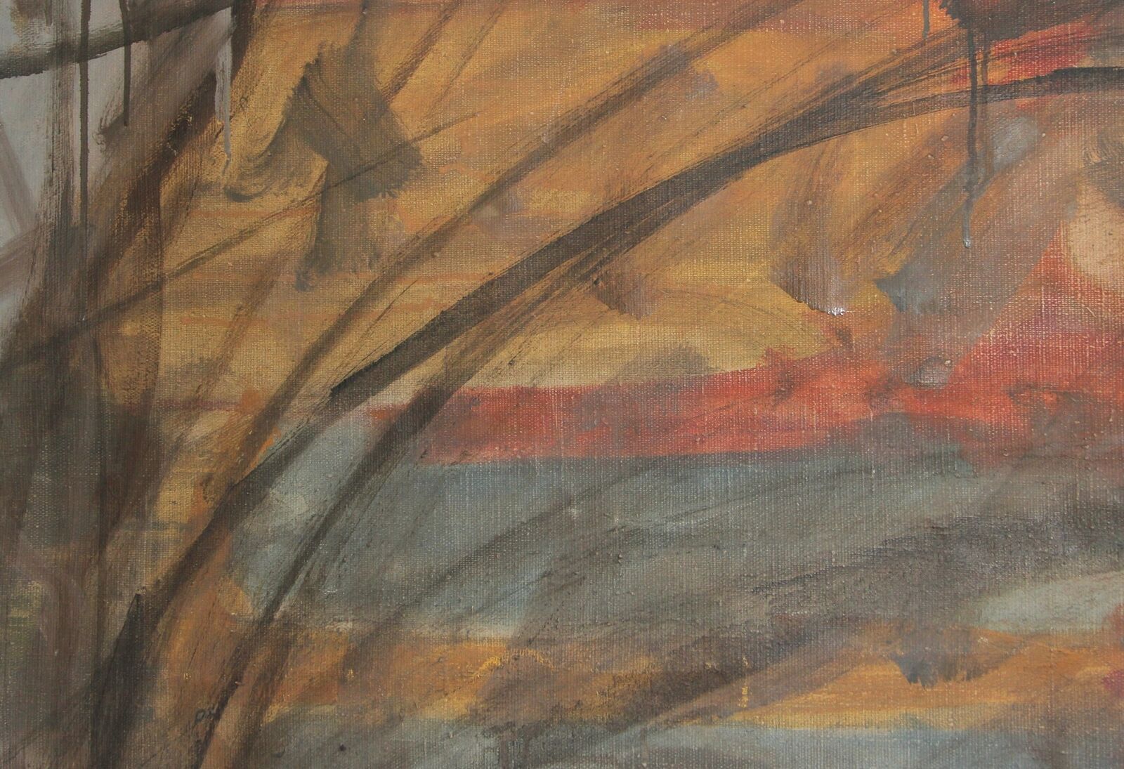 Vintage oil painting abstract landsacpe