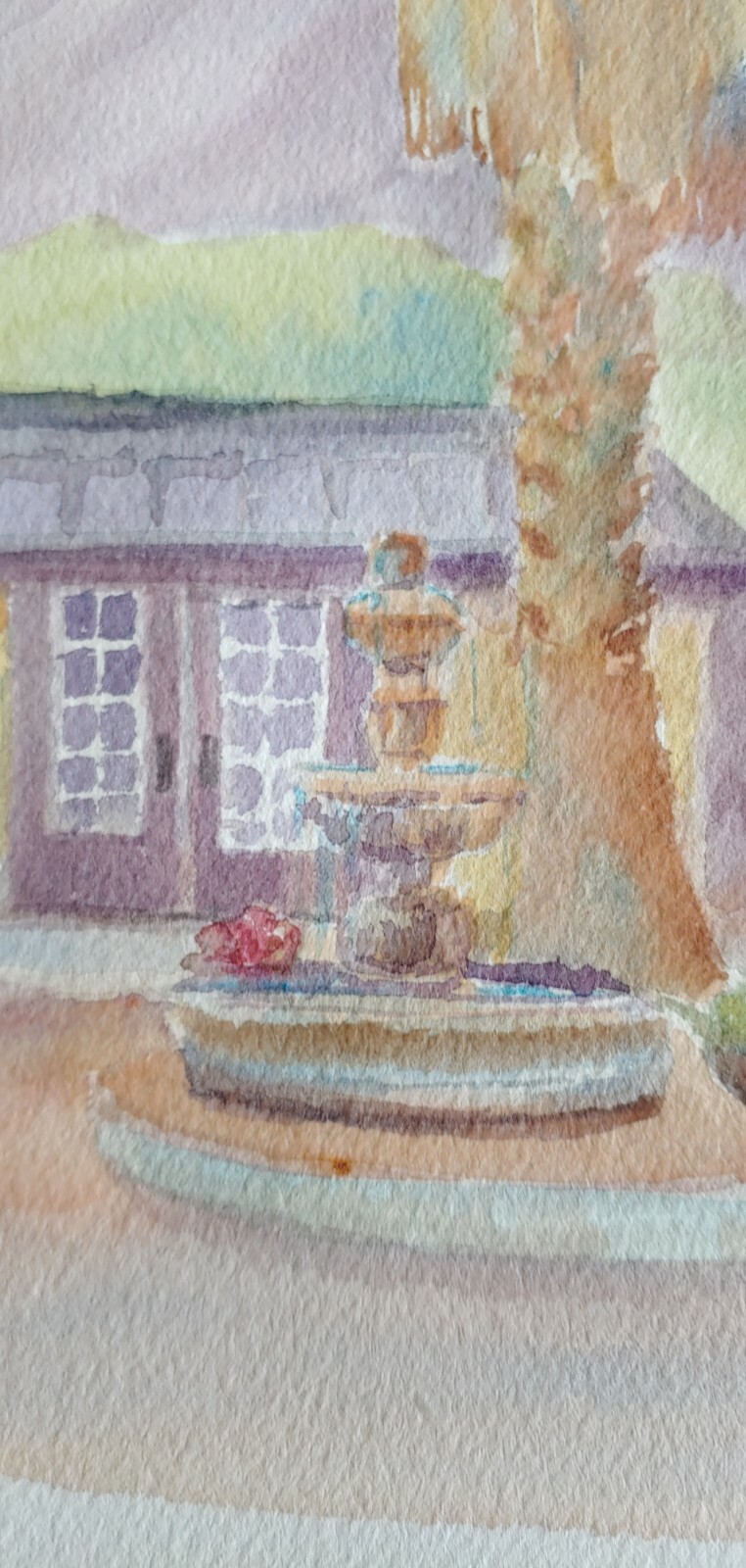 Lavender Bistro Palm Tree Original Watercolor RAMfish Artist La Quinta 9″ X 12″
