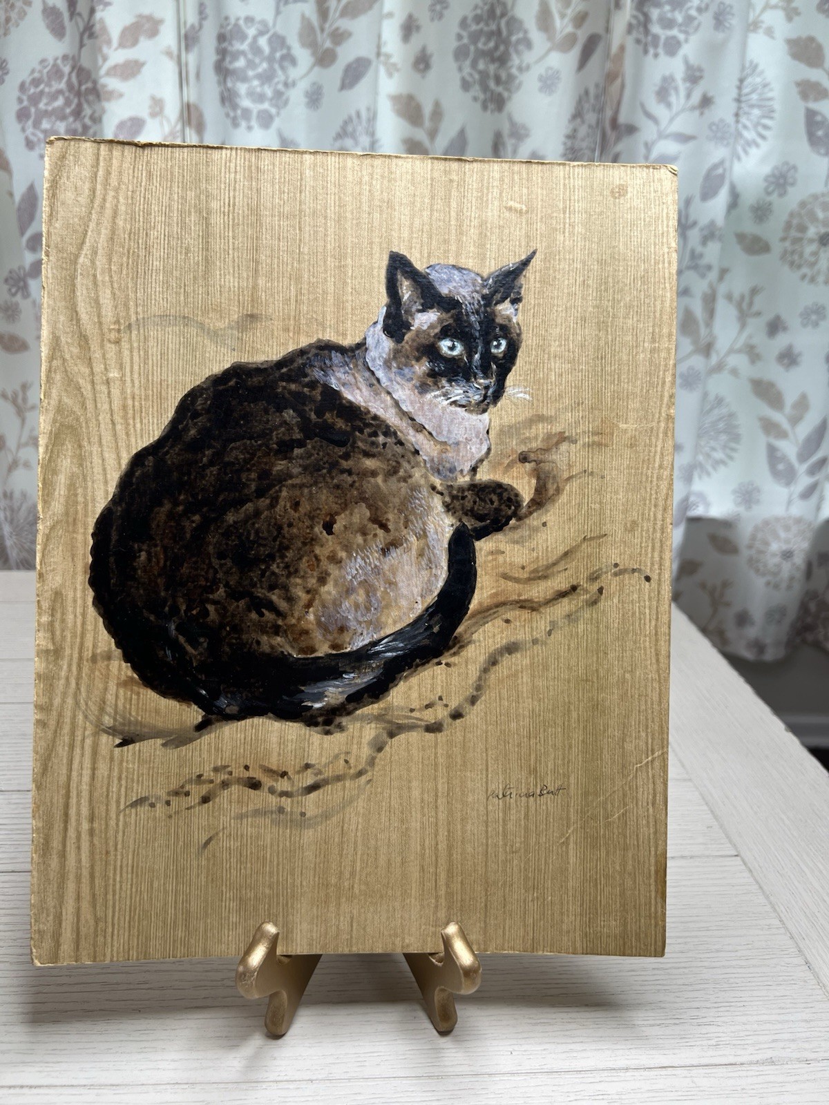 Patricia Butt Watercolor Painting “ Siamese Cat “ Signed No Frame