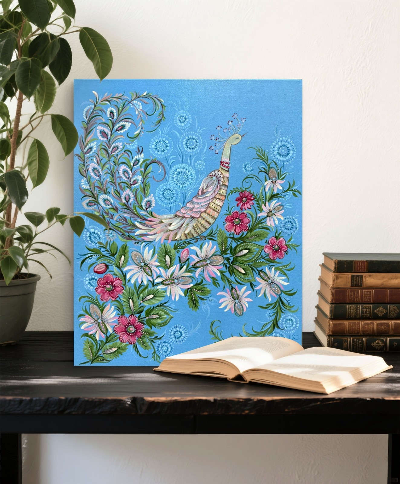 art 626 original painting 17.7×13.7 in (45×35 cm) acrylic still life flowers