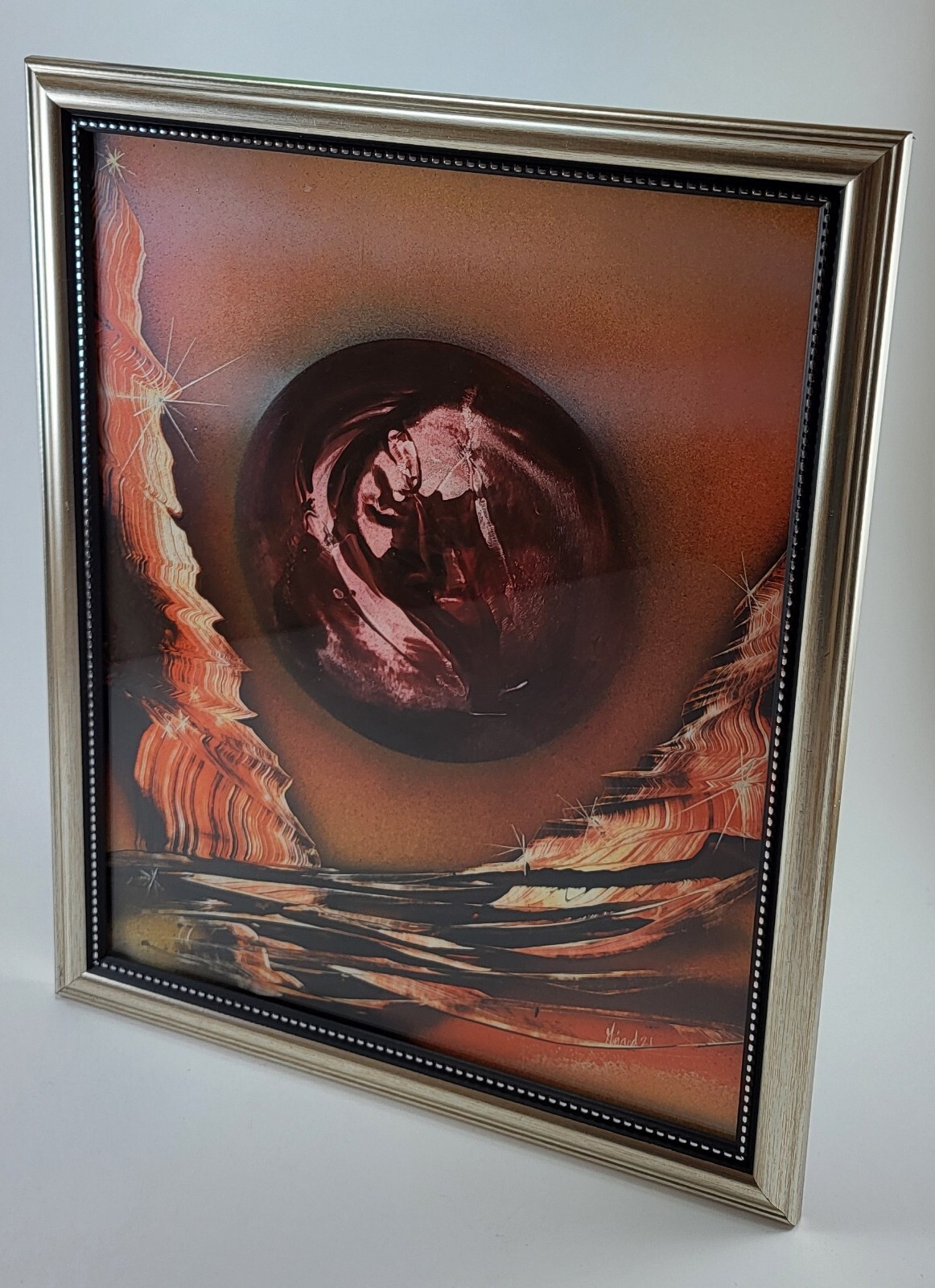 Framed Original Landscape Art in Brown to Orange colors by artist Jason Girard.