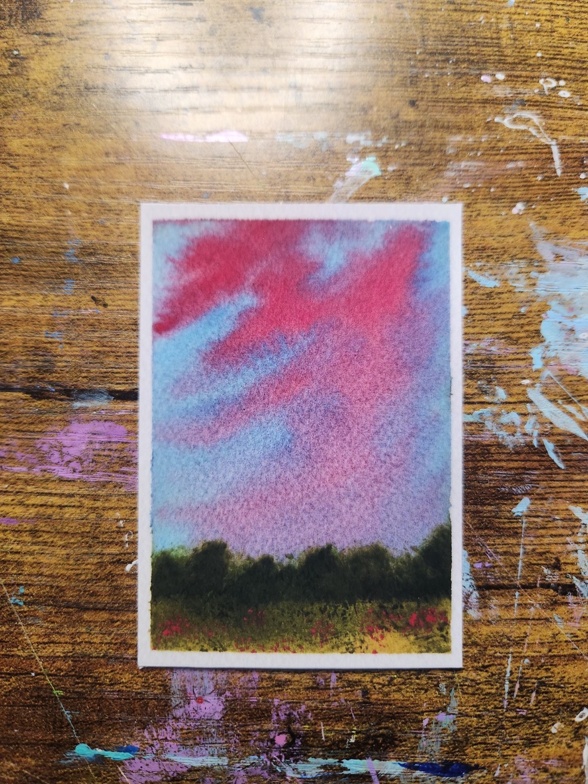 ACEO Original Watercolor Sunset *Art Print. 2.5×3.5