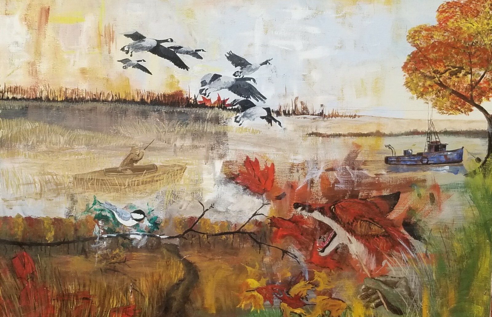 Original Painting hunting wildlife outdoors SIGNED 1970s