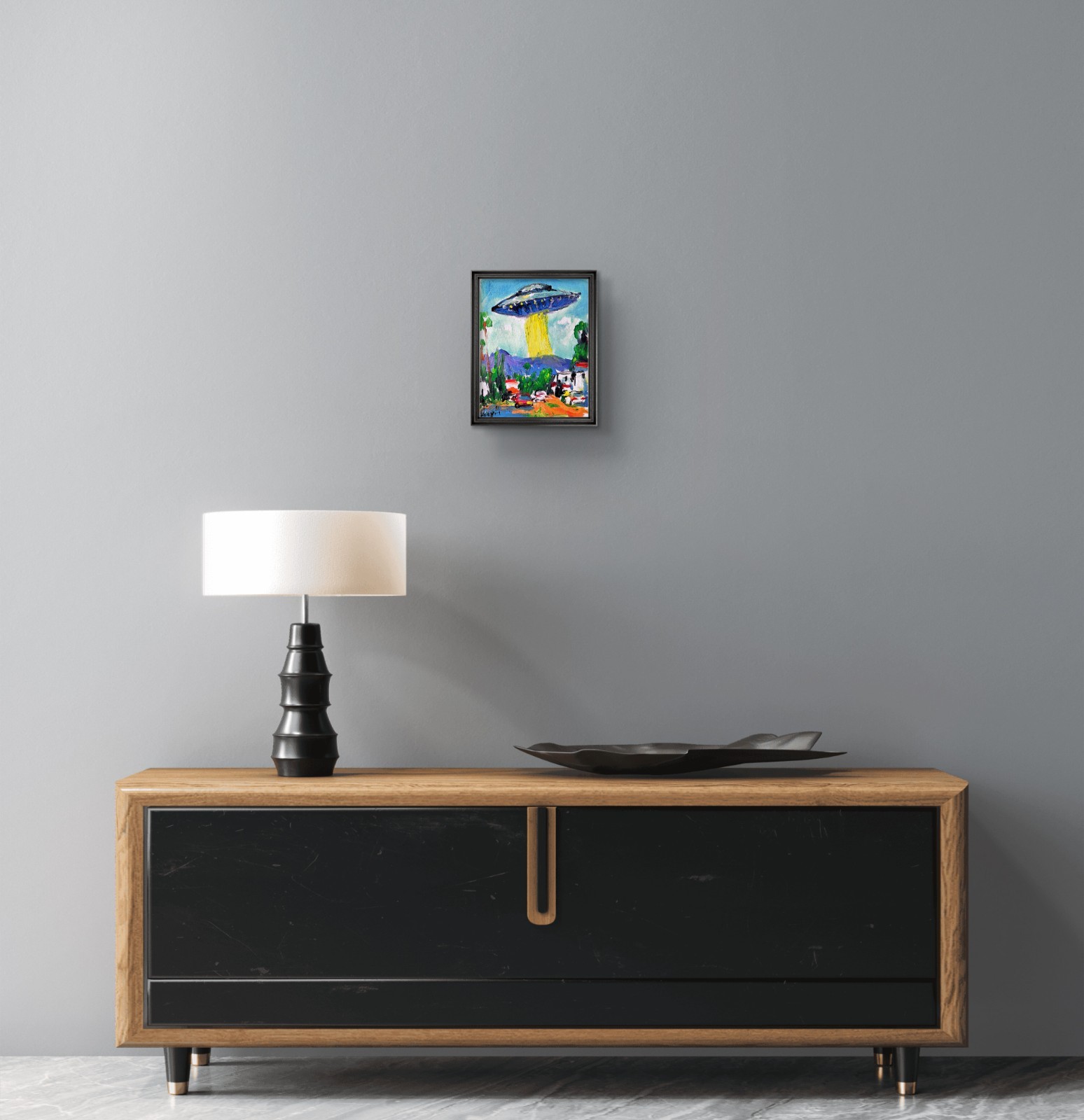 Aleph Original Ufo 14×11 Abstract Impressionist Wall Art Painting Canvas