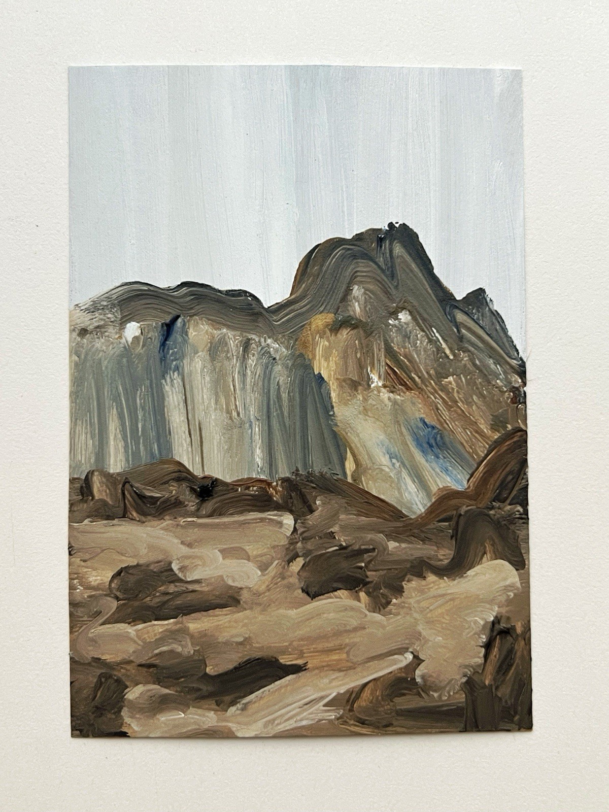 Scandinavian Cliffside Oil Painting Nordic Mountain Landscape Original Artwork