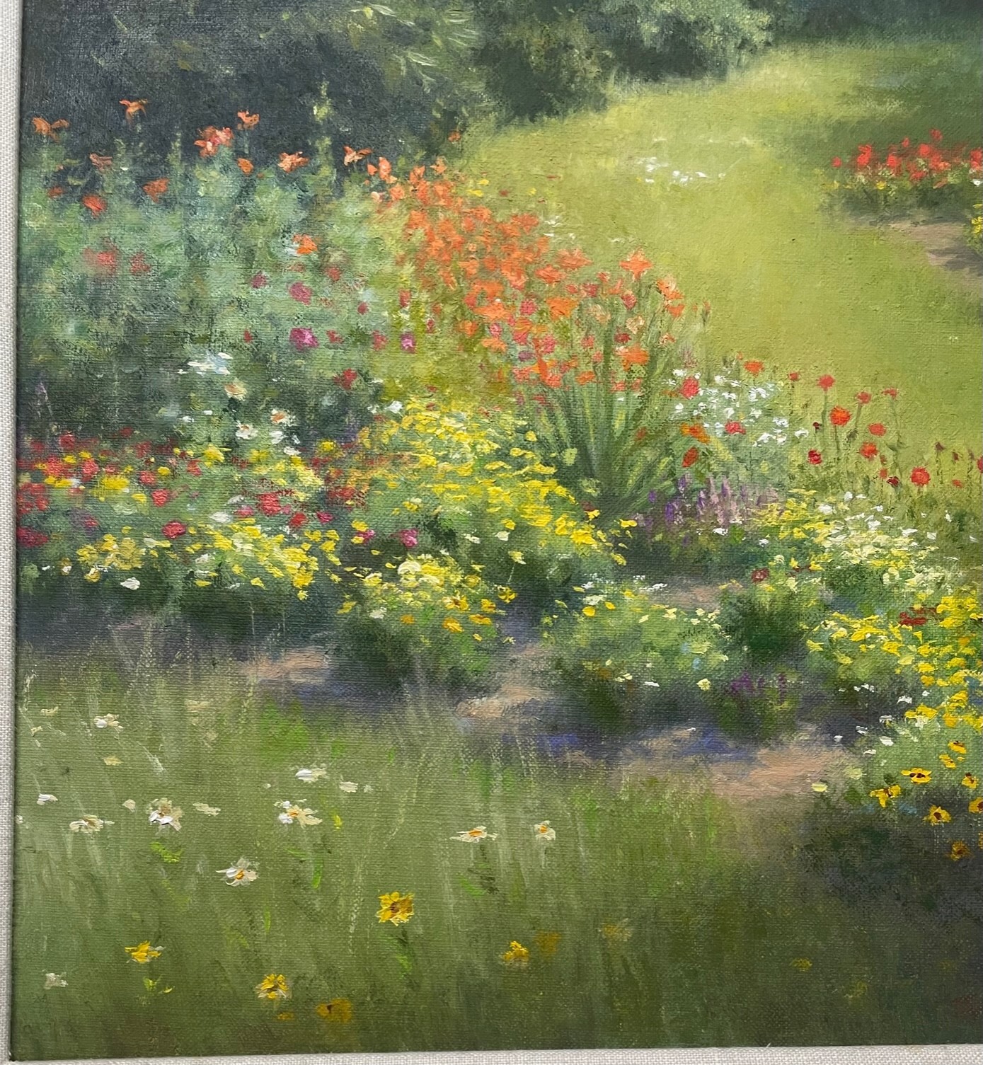 Vintage WILLIAM E BARTLETT ‘Backyard FLOWER GARDENS’ Contemporary Oil Painting