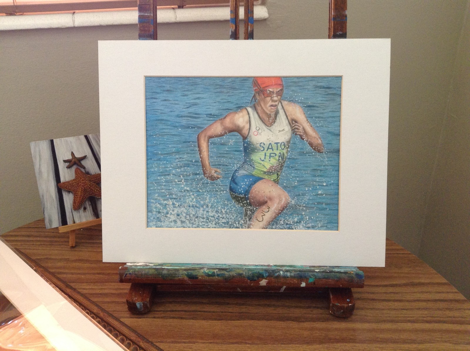 Original Sports Runner 14 x 11 Colored Pencil Paper Matted Art