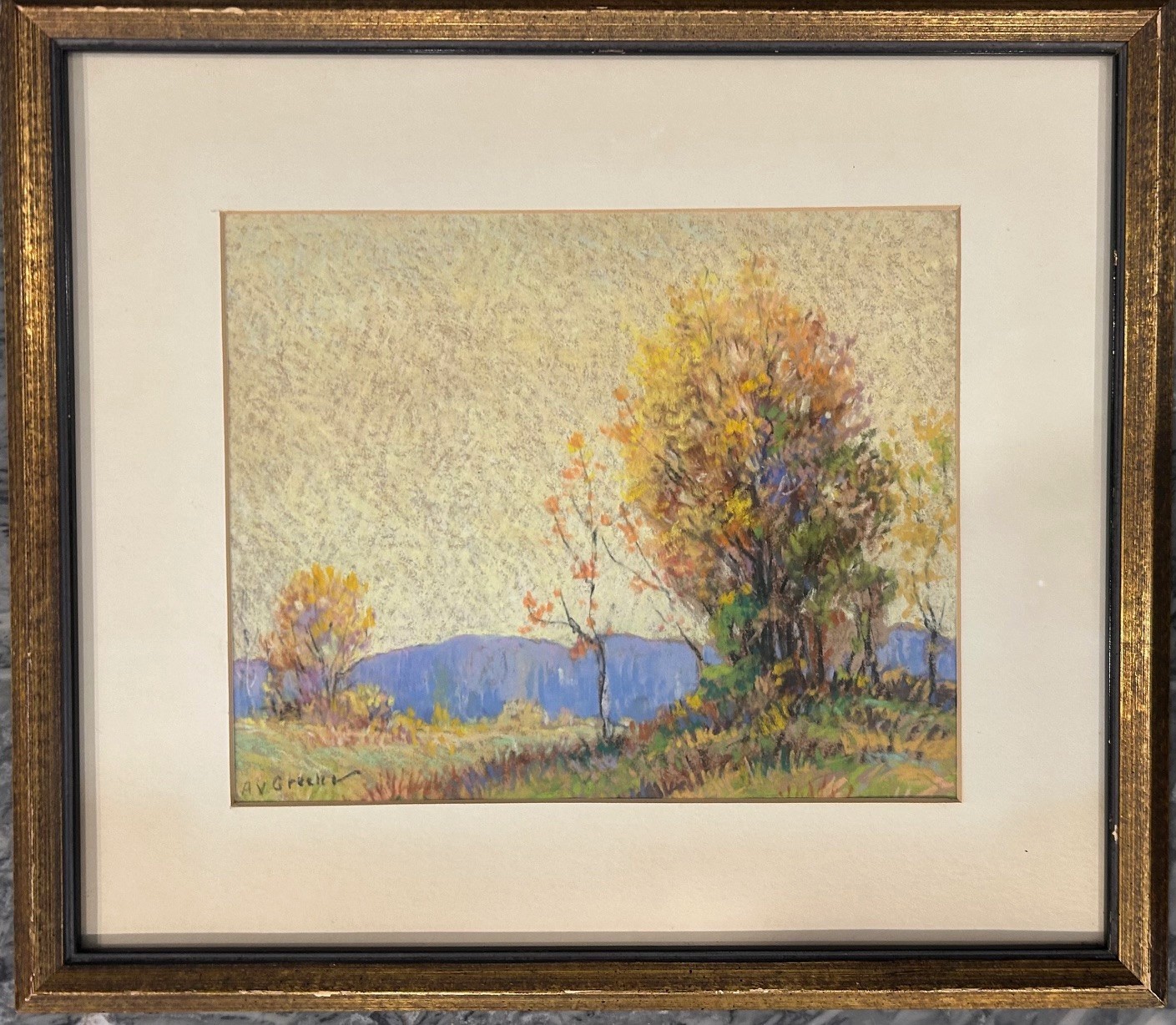 Albert Van Nesse Greene (1887 – 1971) Framed Country Landscape Pastel on Paper