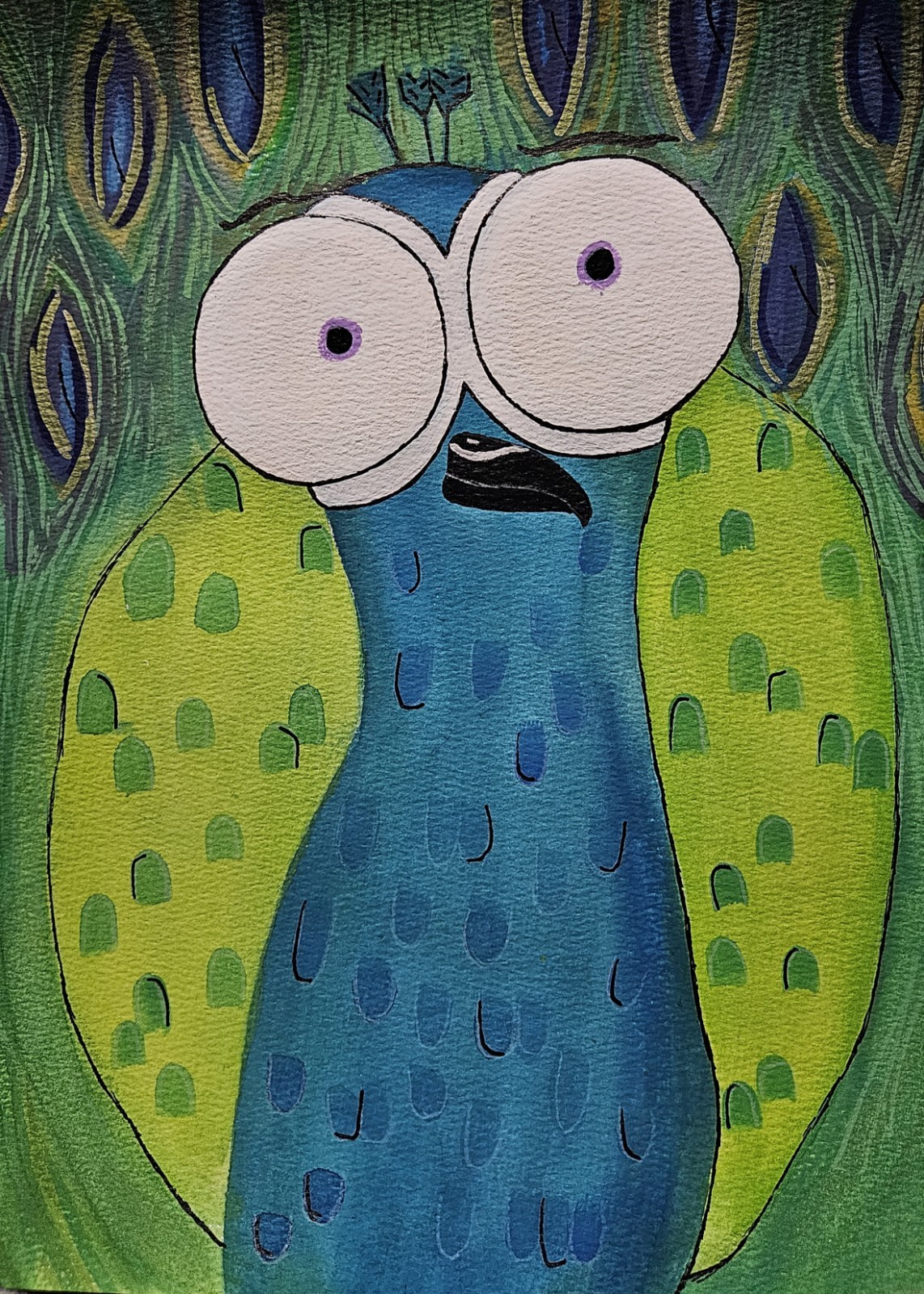 Enrique The Peacock 9×12 Watercolor Original Painting Signed By The Artist