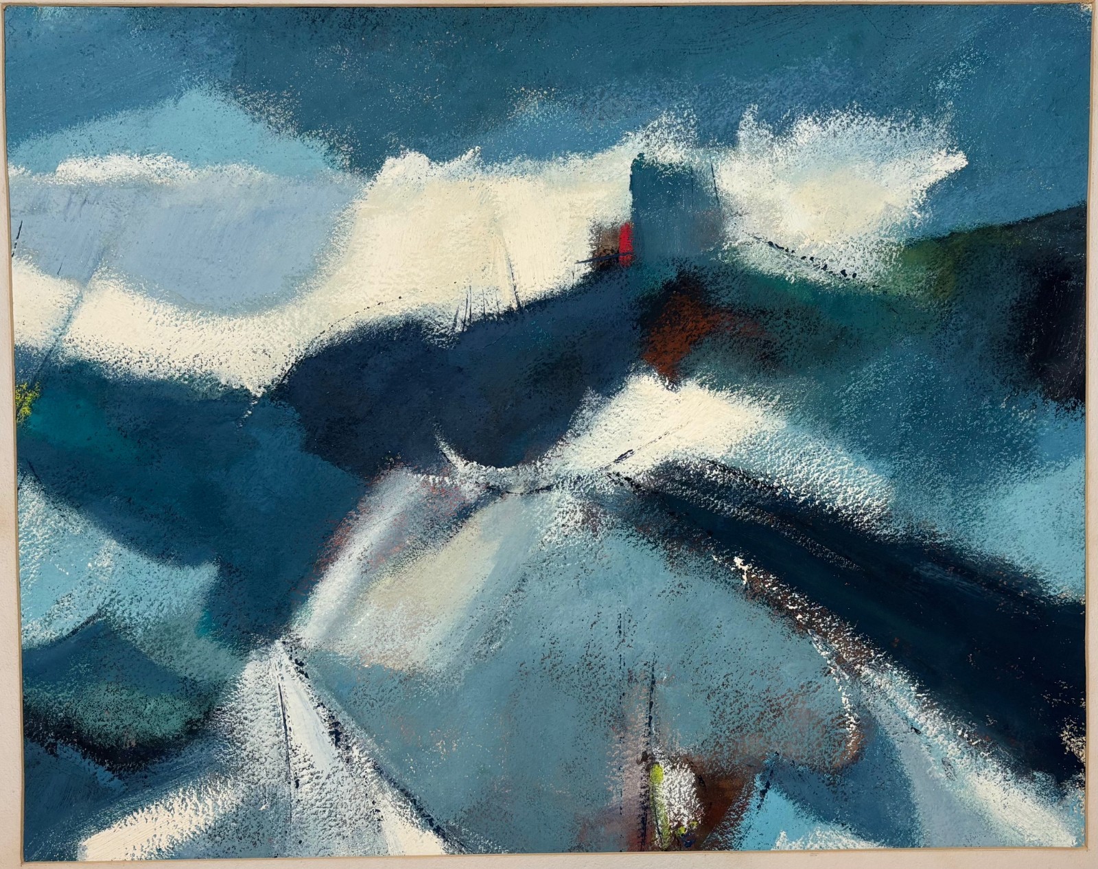 VINTAGE Original PHILIP HICKEN ‘#55-5’ Crashing Waves ABSTRACT Cape Cod PAINTING