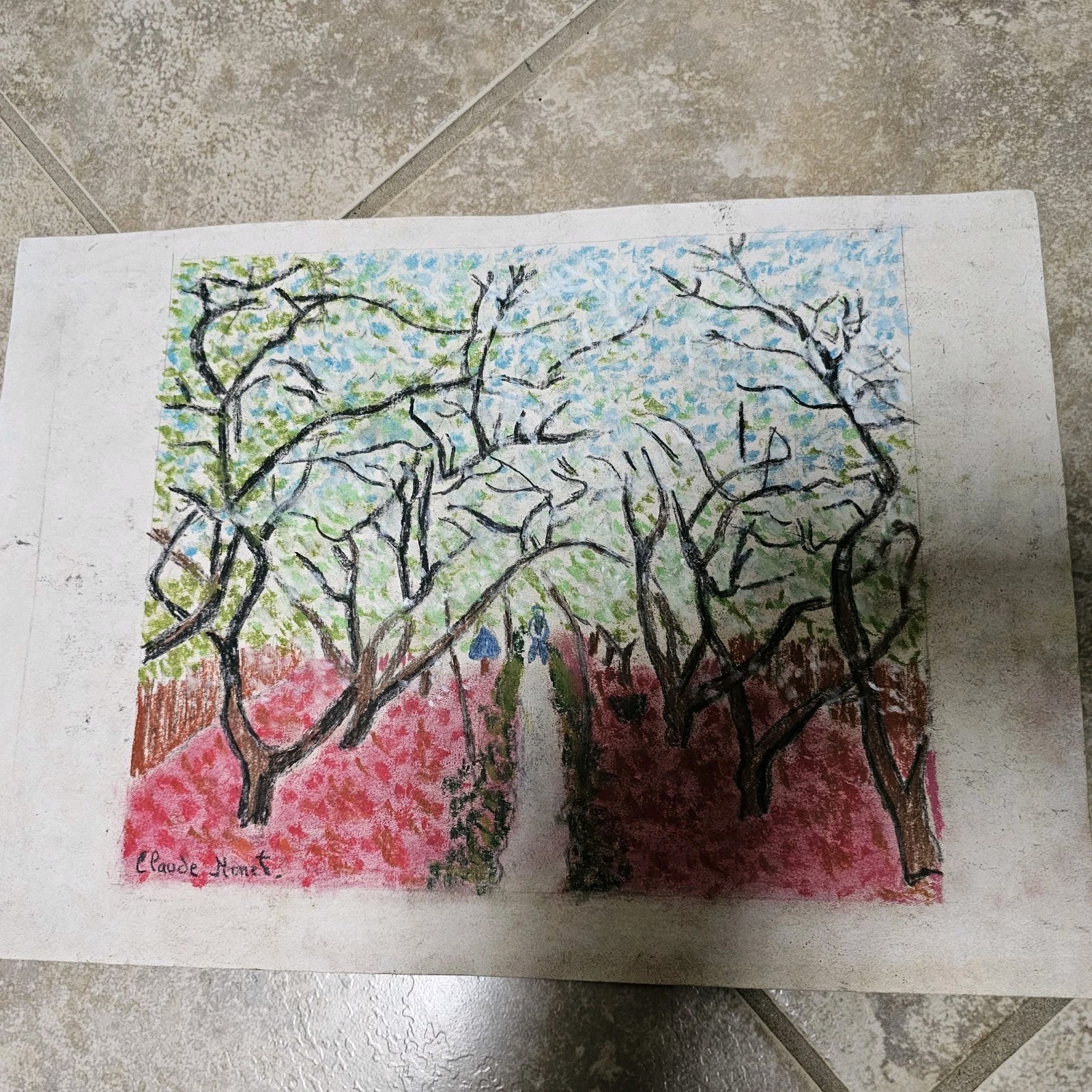 Claude Monet Original Painting -Signed -Gallery Stamp -Framed -Not a Copy