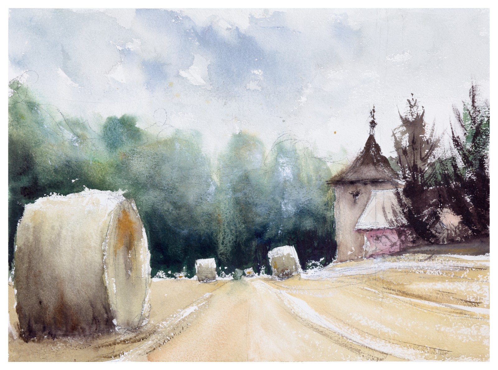 398 Tauchaer Land Original Watercolor Painting Painting Impressionist