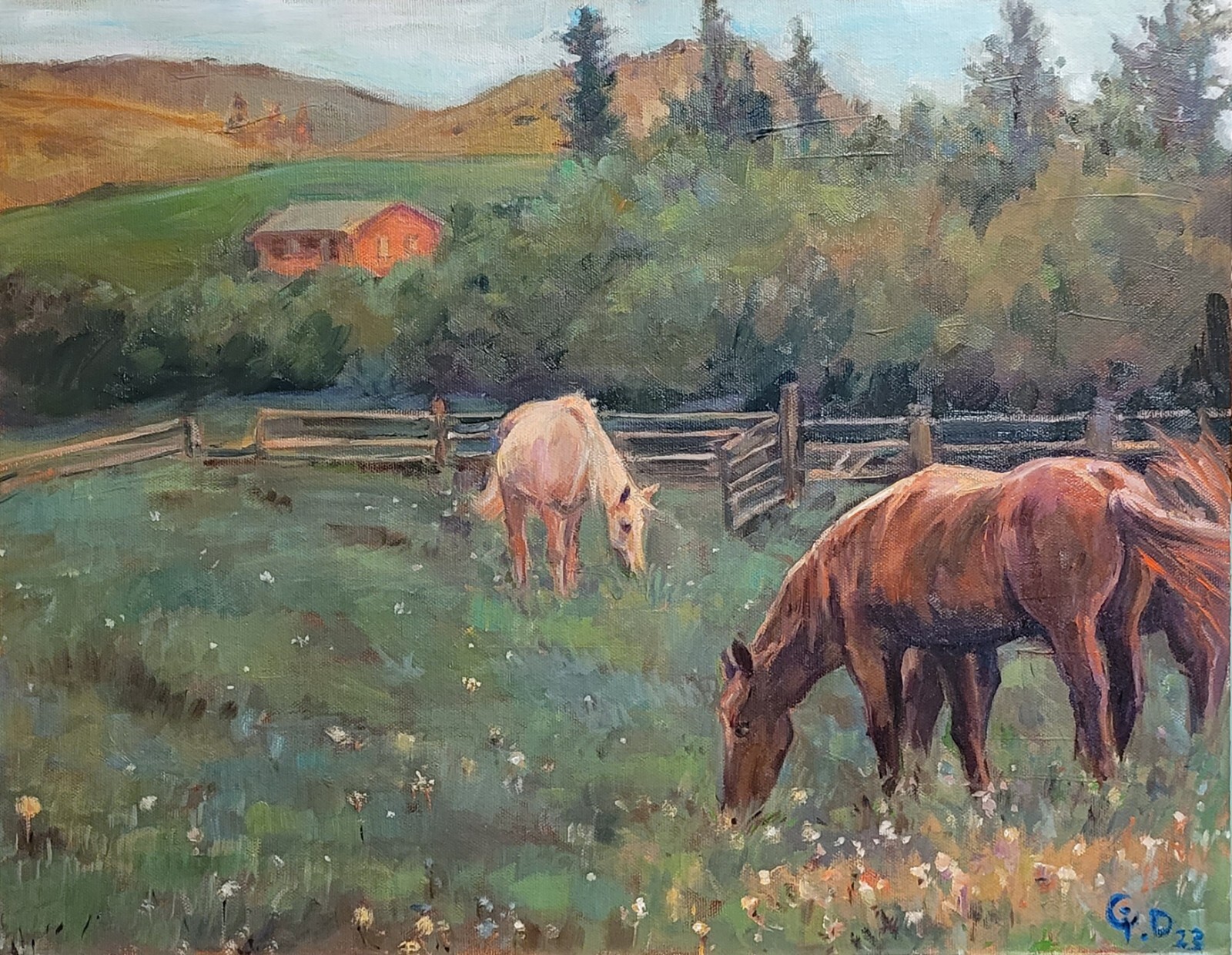 My Farm, Original Oil painting, Animal,Contemporary, Size 18″x14″,2023,US