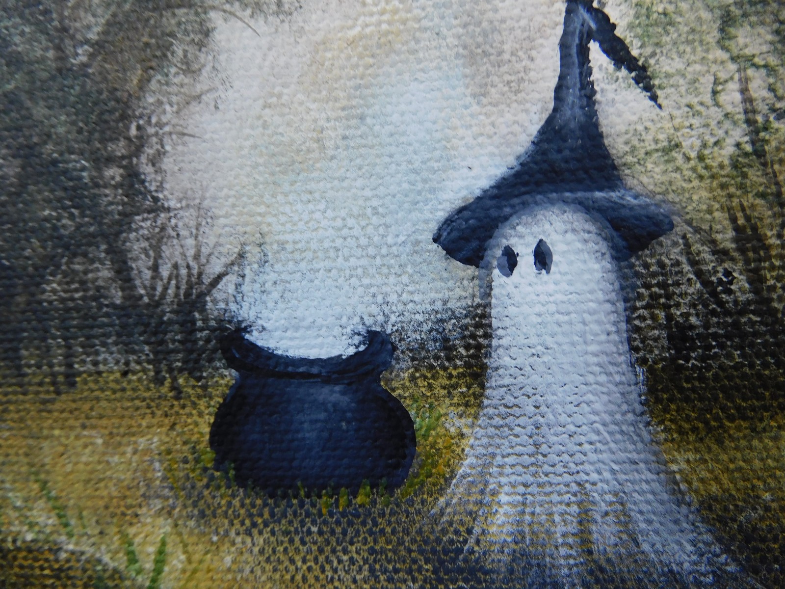 Ghost Witch Cauldron Gothic Painting Spooky Art by Rain Crow
