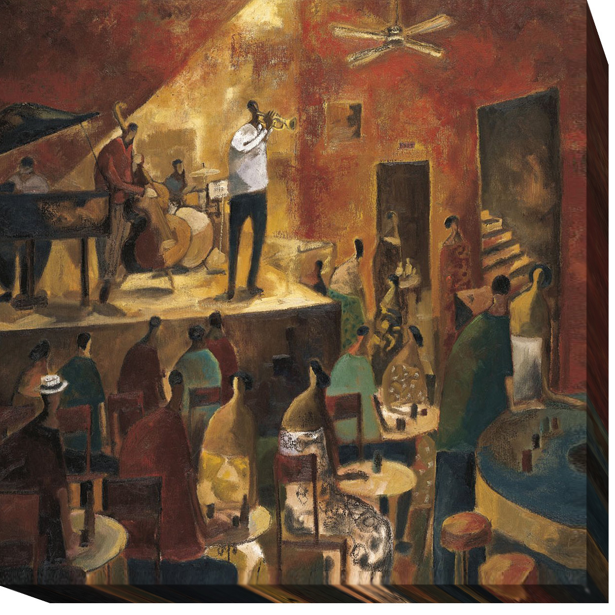 Red Jazz by Didier Lourenco Gallery-Wrapped Canvas Giclee Art (37 in x 37 in)