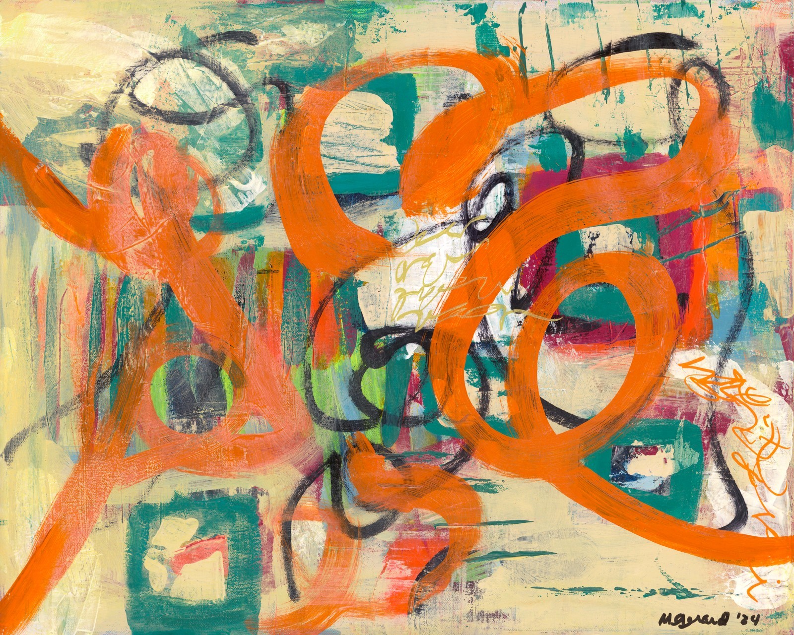 GERARD 16X20 IN-Two Abstract Expressionist Original Acrylic Painting Canvas MCM