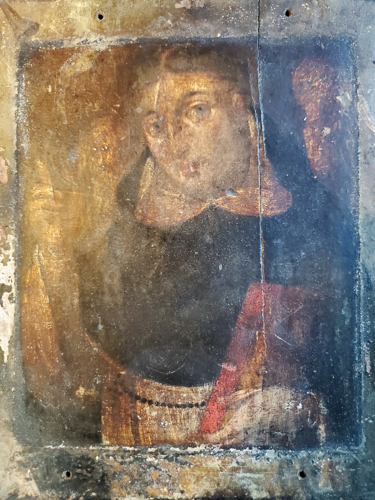 Very Rare 15th, 16th Century Old Master Portrait Painting on Wood, c 1490