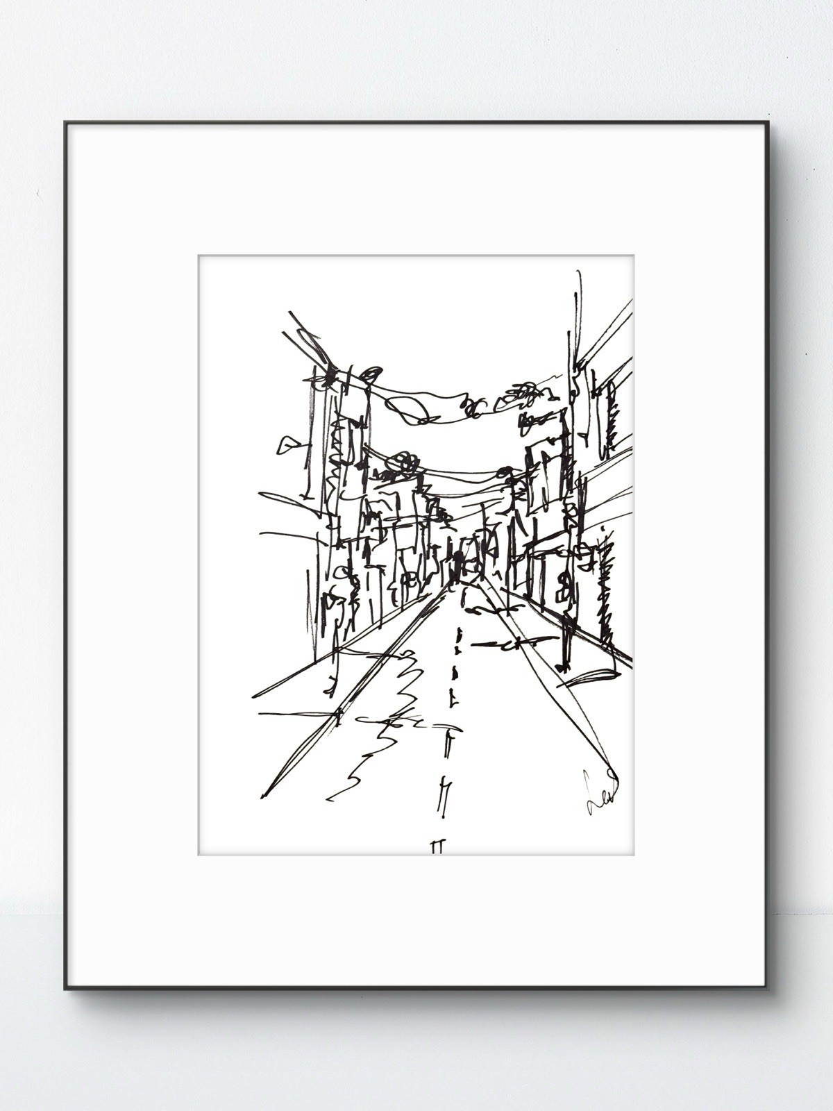 Original Abstract 9×12 City Street Paper Handmade Black White Signed Fine Art 25