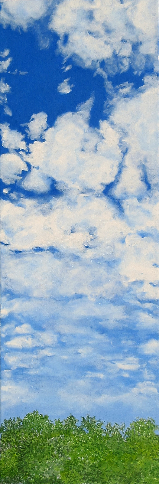 Contemporary landscape painting A PLEASANT DAY sky cloud «10» x 30″ signed
