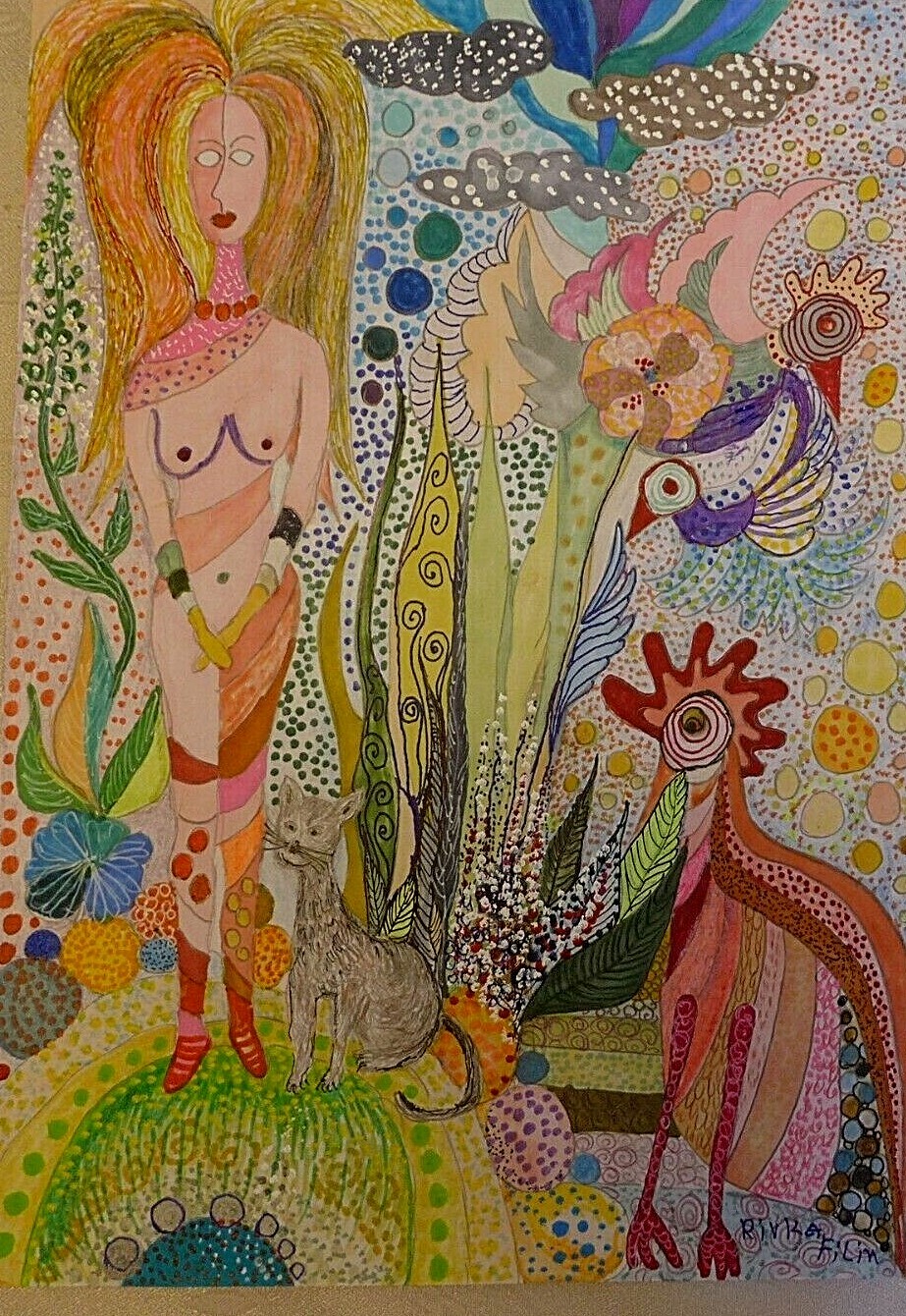 Original Painting13 X 9 Inch Water Color+Pencils On Paper Directly From Artist