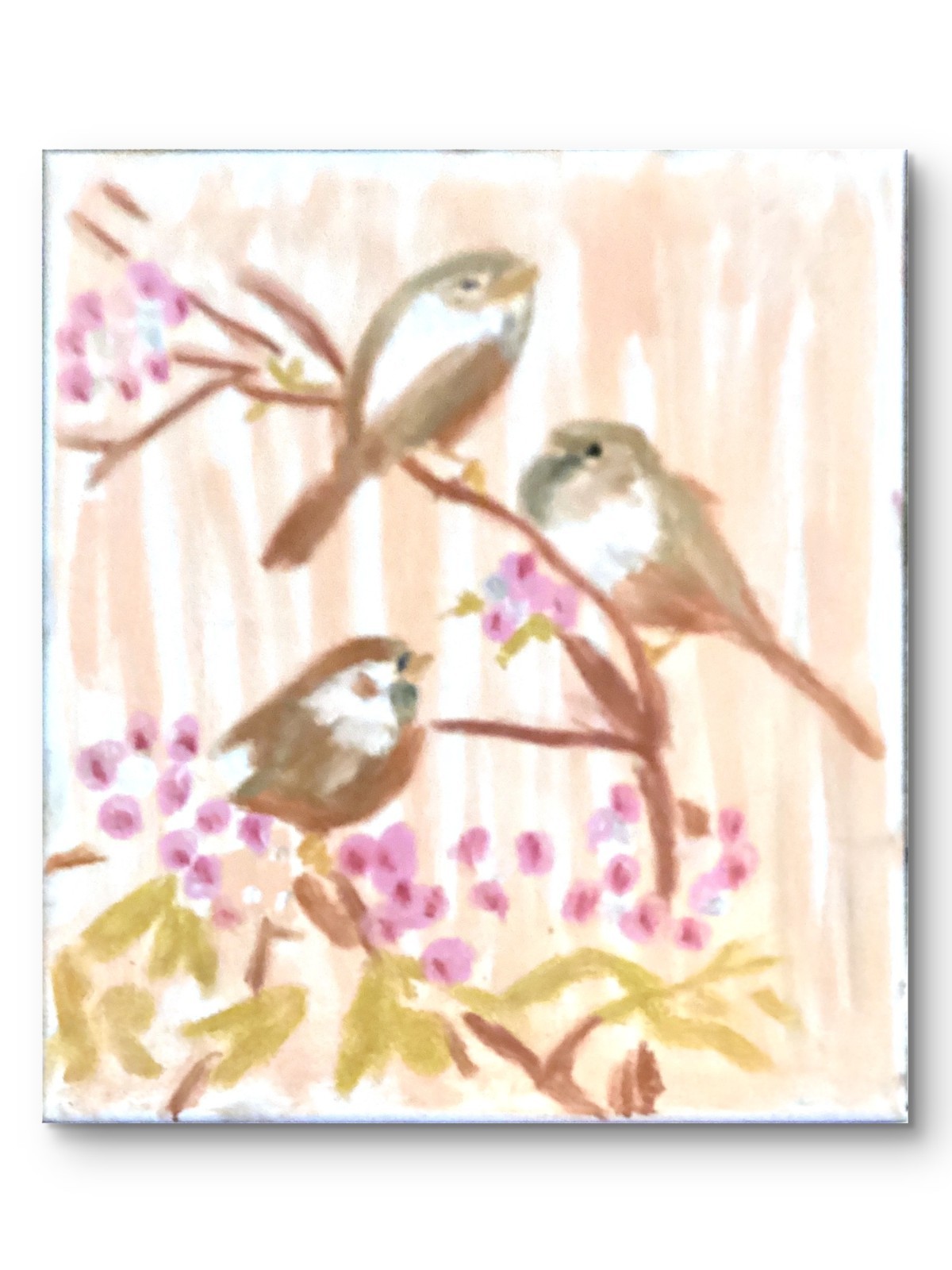 Colorful Pop Art Original Birds Cherry Blooms’ Wall 11×14 Canvas