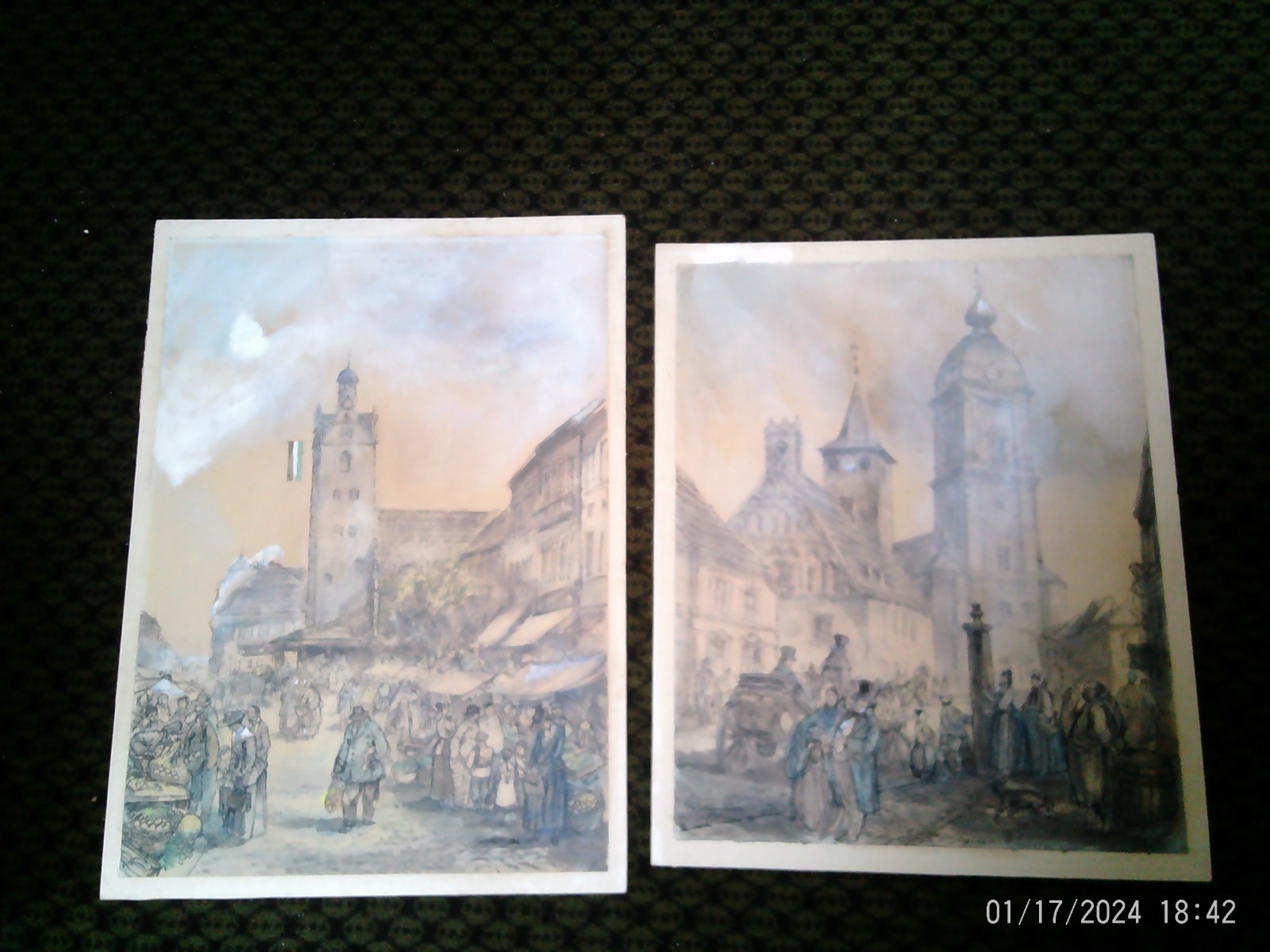 Julius Gottheil 1810-1868 «Town Hall of Fürstenwalde + St. Mary’s…