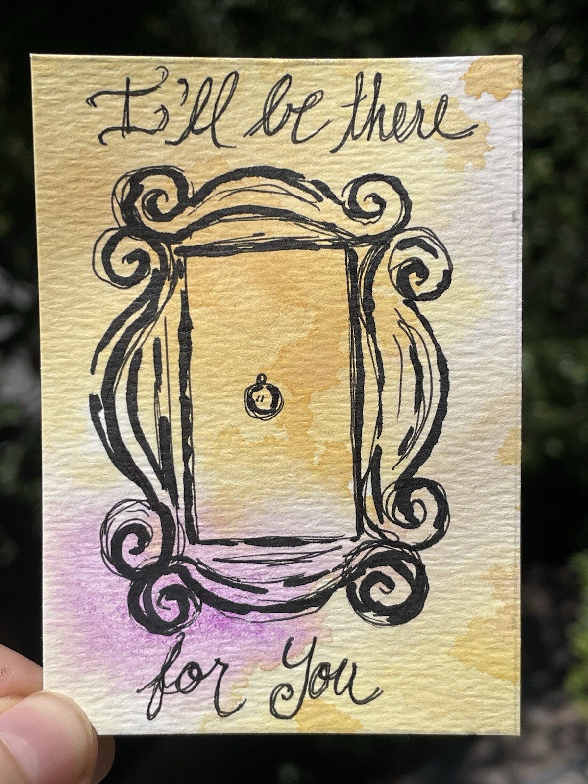 Friends Fanart 1/3 Original ACEO Watercolor Painting 90s Retro Vintage Nostalgic