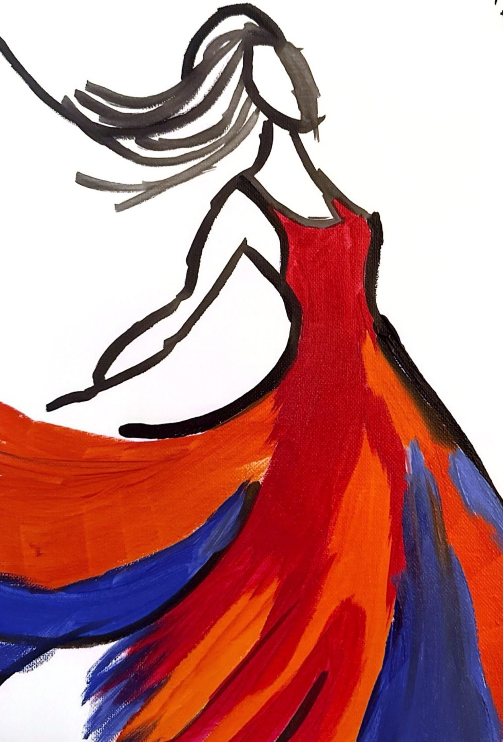 She Moves Like Fire Painting Original 11×14 Modern Abstract Art Canvas Signed