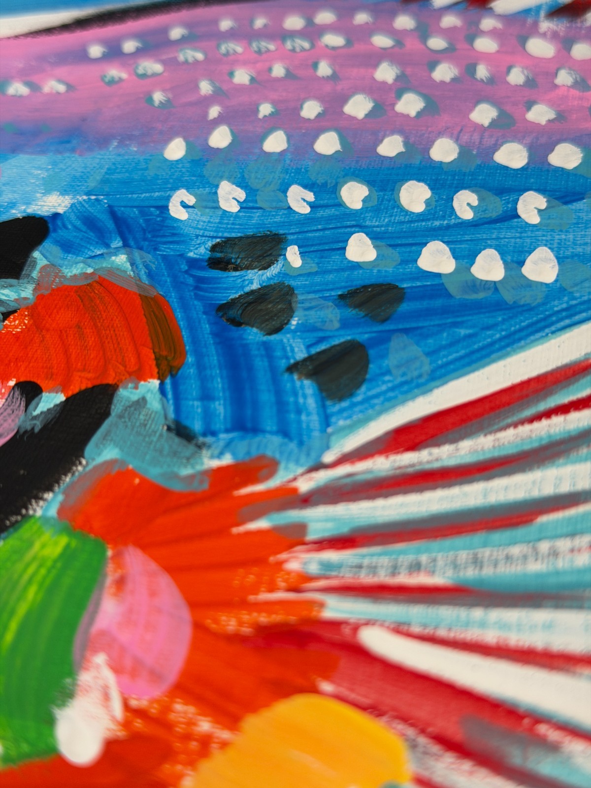 Vibrant Rainbow Parrotfish Tropical Pop Art Acrylic Painting – 11×14″ Paper
