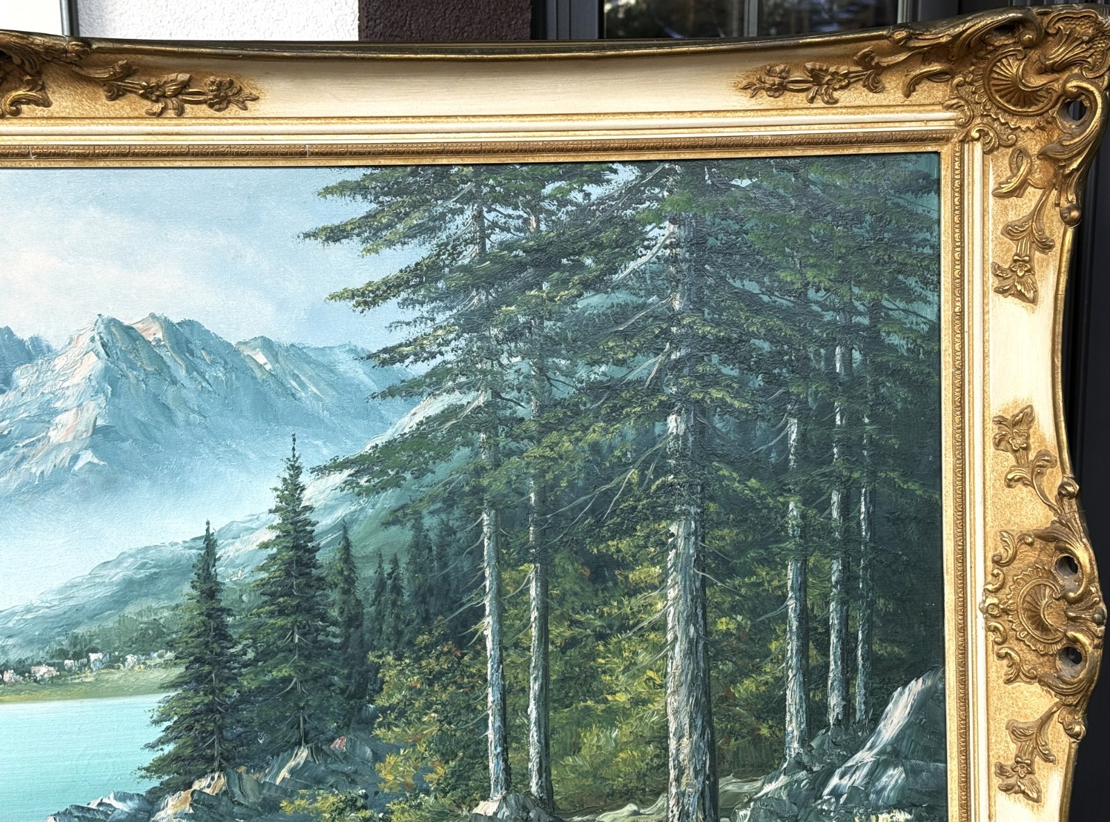 Olshof Stoltz (German), VTG c. 1950’s Ex. Large O/C «Mountain Lake Landscape»!