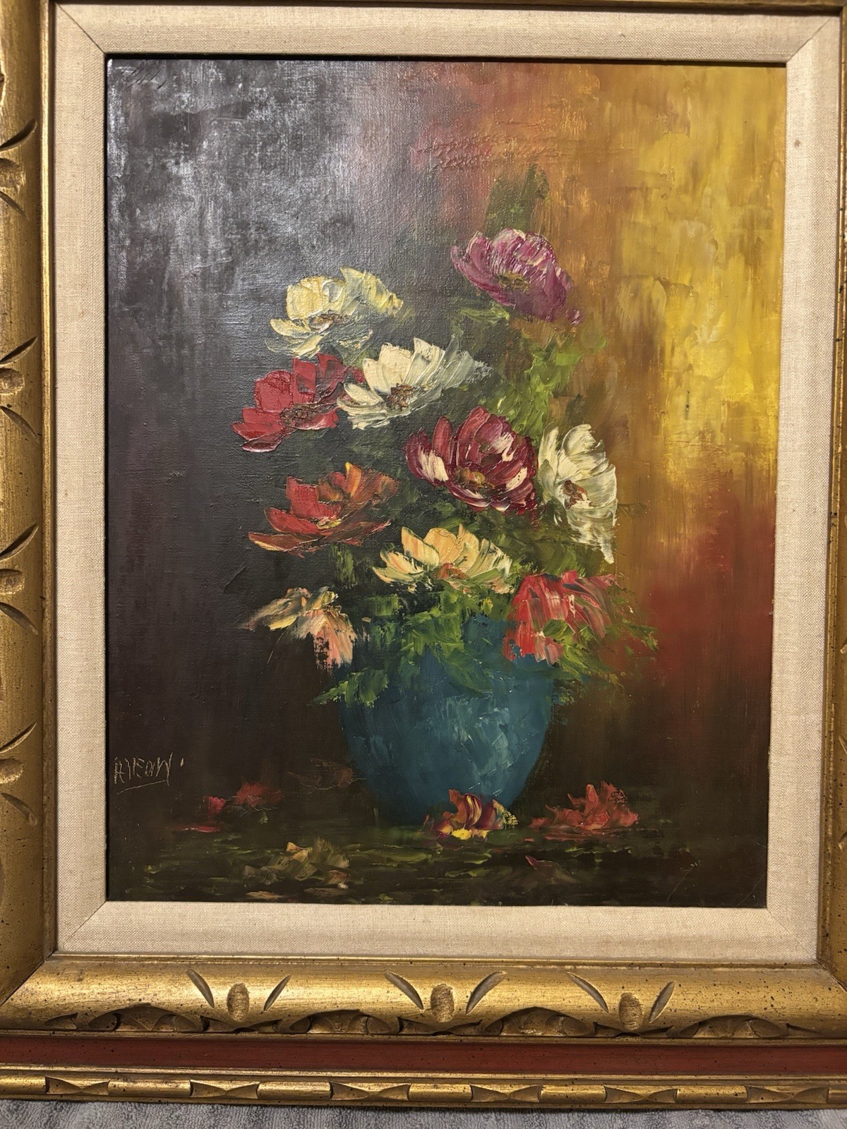 Antique Original Oil Painting On Canvas Signed By Artist