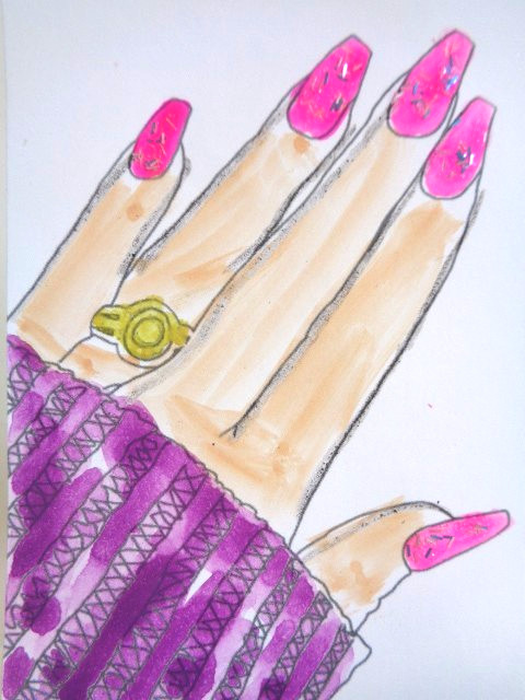 ACEO Women In Fashion – FANCY NAILS WOMEN’S HANDS Painting ART