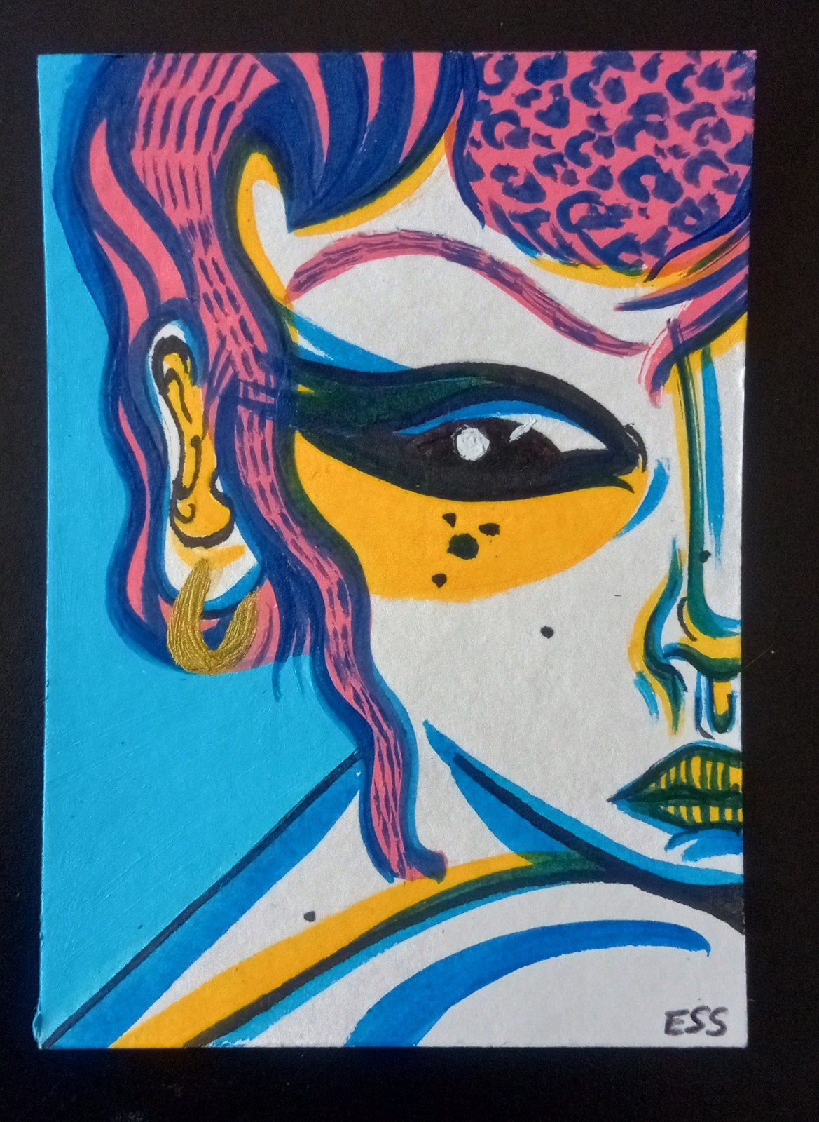 Tiny Brush Club Figurative Art Card, Girl Art By ESS22, 3.5 x 2.5 in., Unframed
