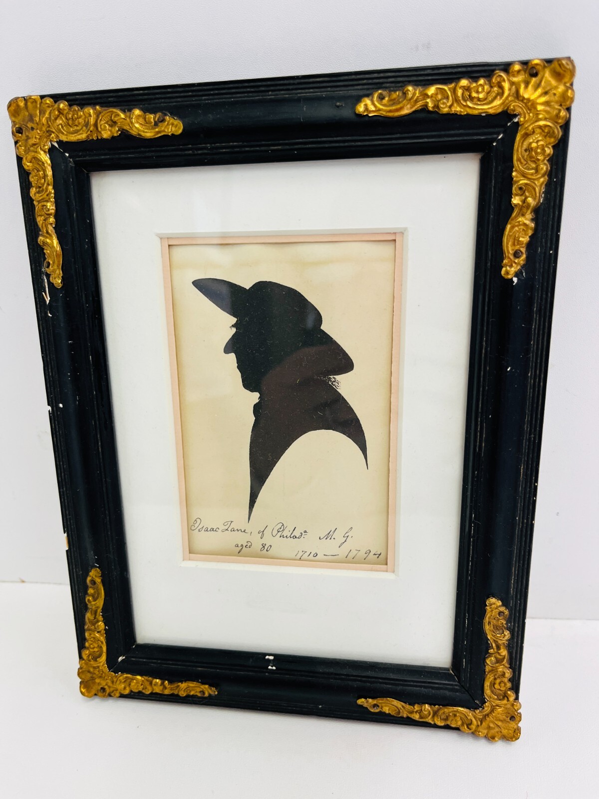 Antique Late 1700’s Embellished Painted Pennsylvania Silhouette Age 80 Signed
