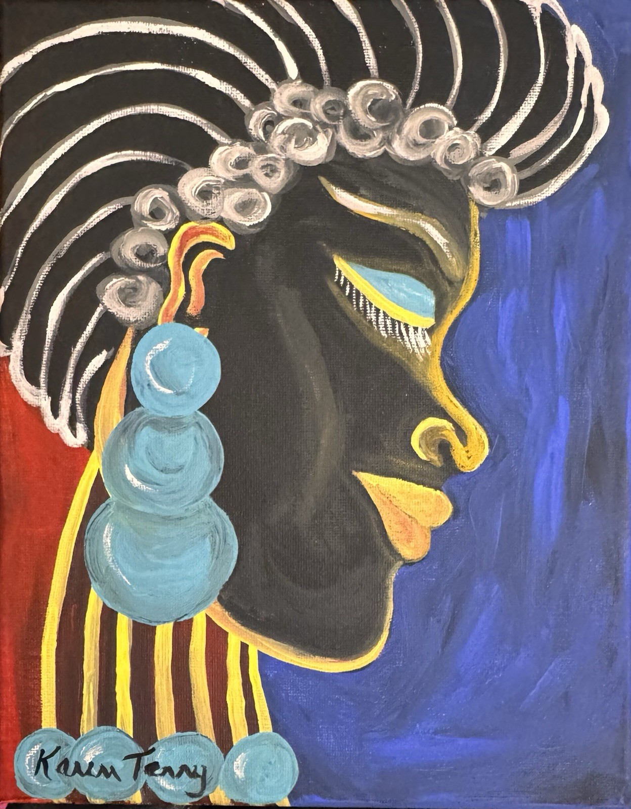 Original Acrylic African American Woman 8 in W x 10 in T