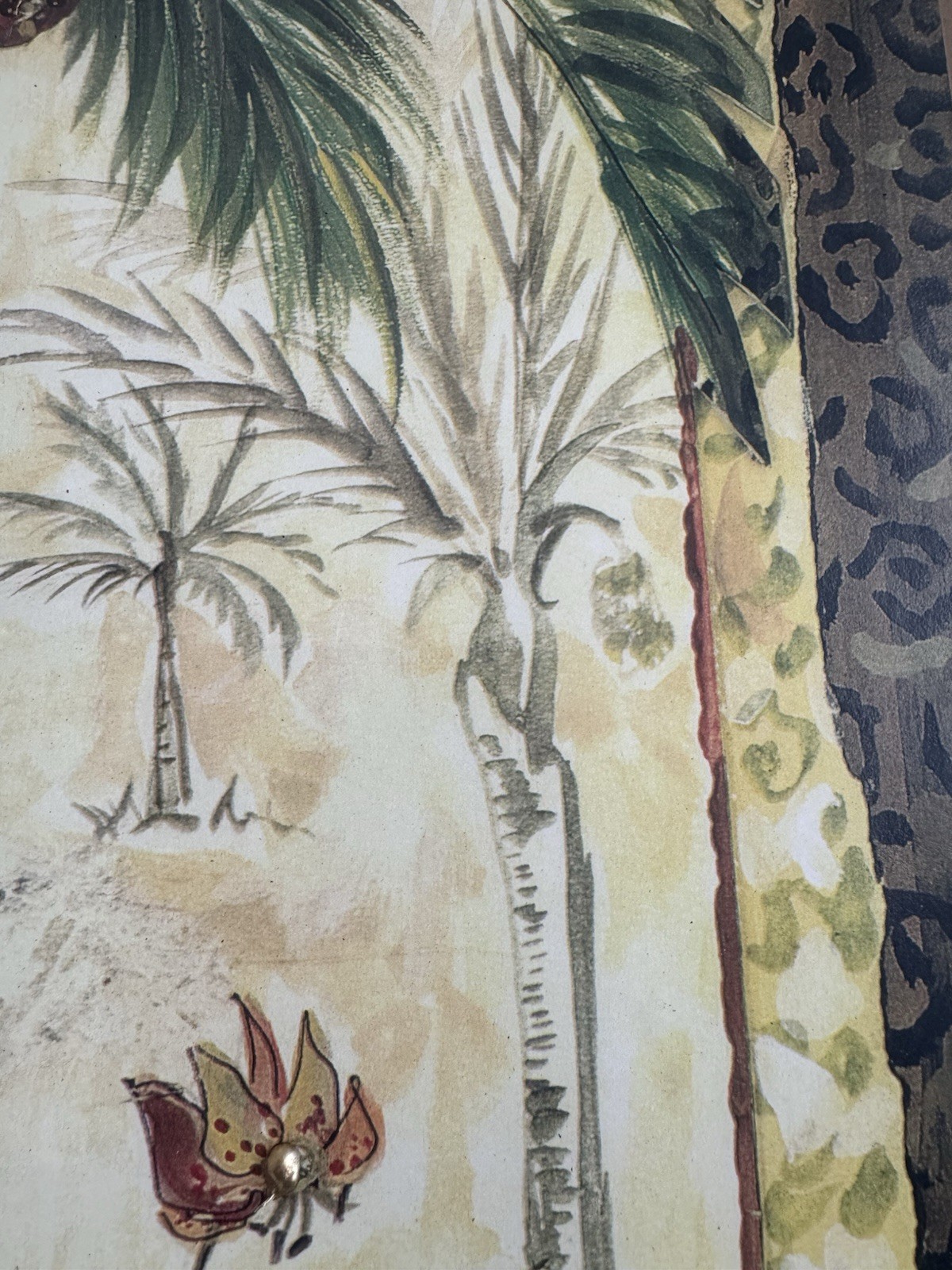 VTG Linda Denison Florida Artist Signed Mixed Media Monkey/Palm Tree Painting