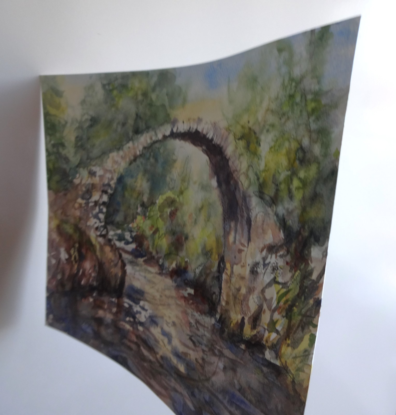 GERRY MILLER – «Carrbridge Packhorse Bridge». Watercolour.34x32cm. Unframed.