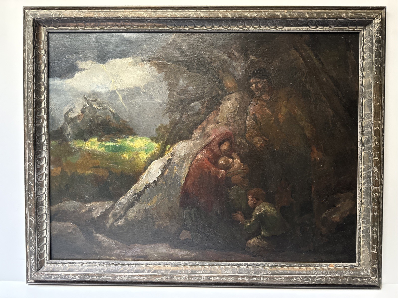 EUGENE HIGGINS PAINTING ANTIQUE EXPRESSIONIST STORM LANDSCAPE FAMILY WPA FAMOUS