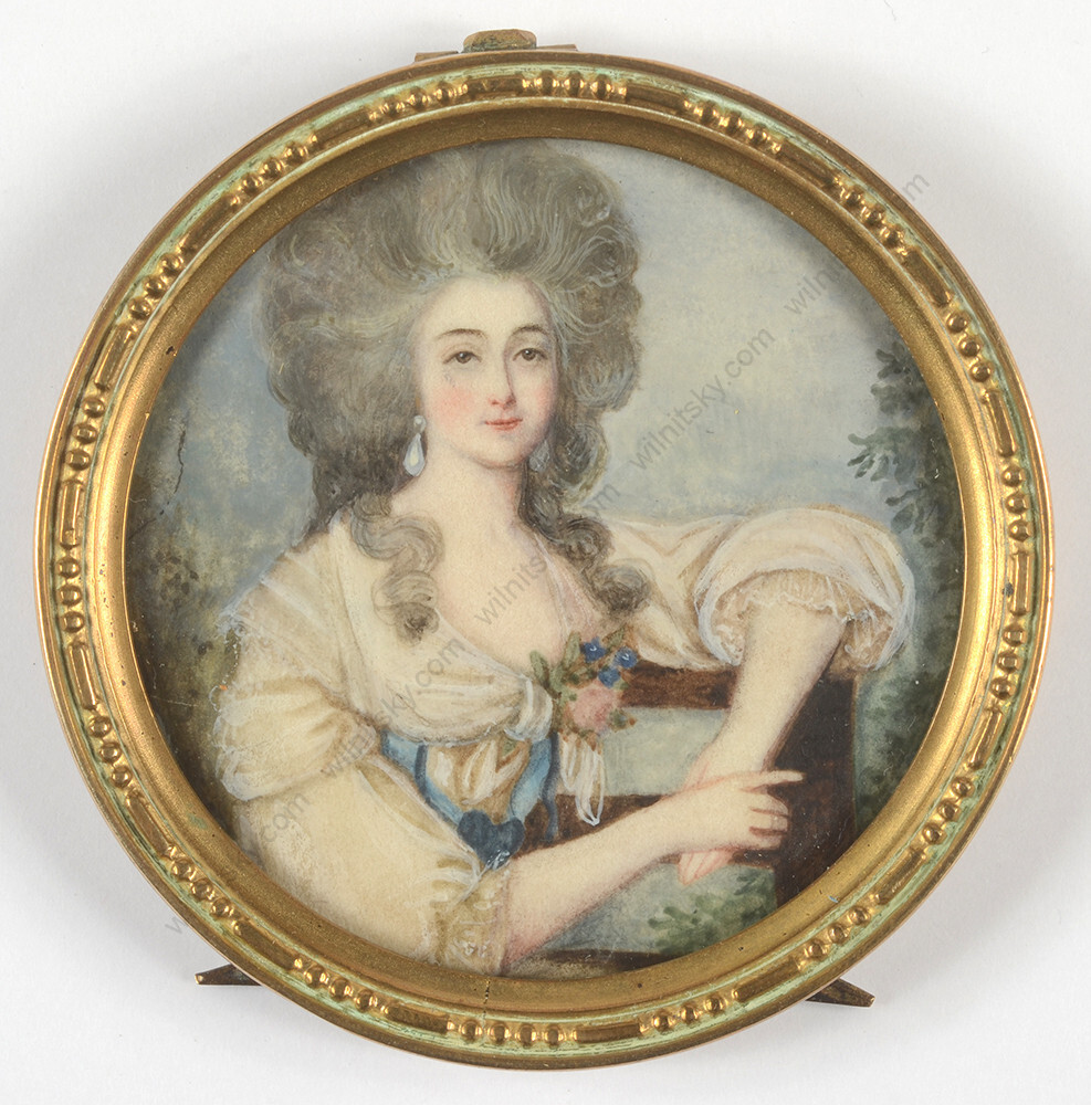 Louis-Marie Sicardi (1743-1825) -? «Lady resting in the park», fine miniature