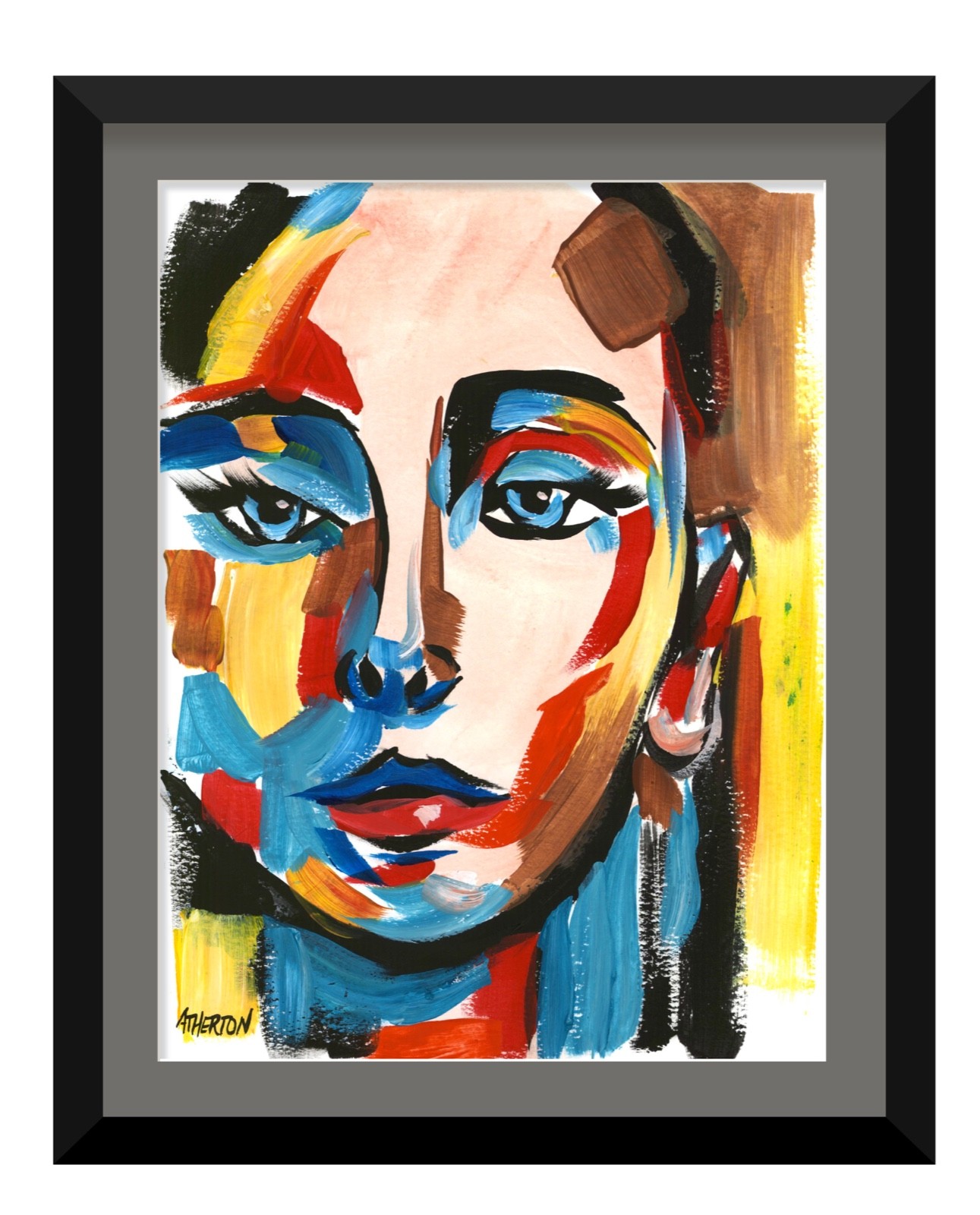 9×12 Original Abstract Woman Portrait Painting Modern Colorful Expressionist Art